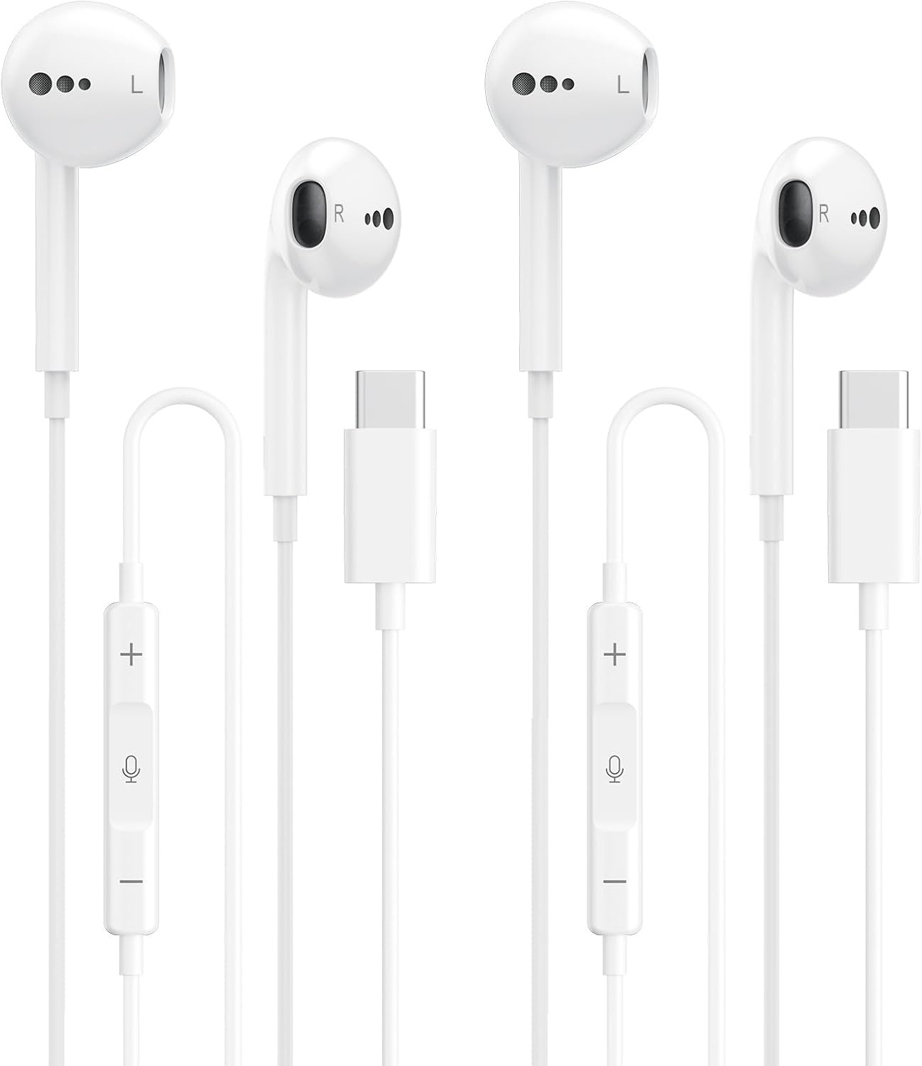 Detalle de USB C Headphones for iPhone 17/16/15 — 2-Pack Wired Earbuds with Mic, Volume Control, DAC Enhancement