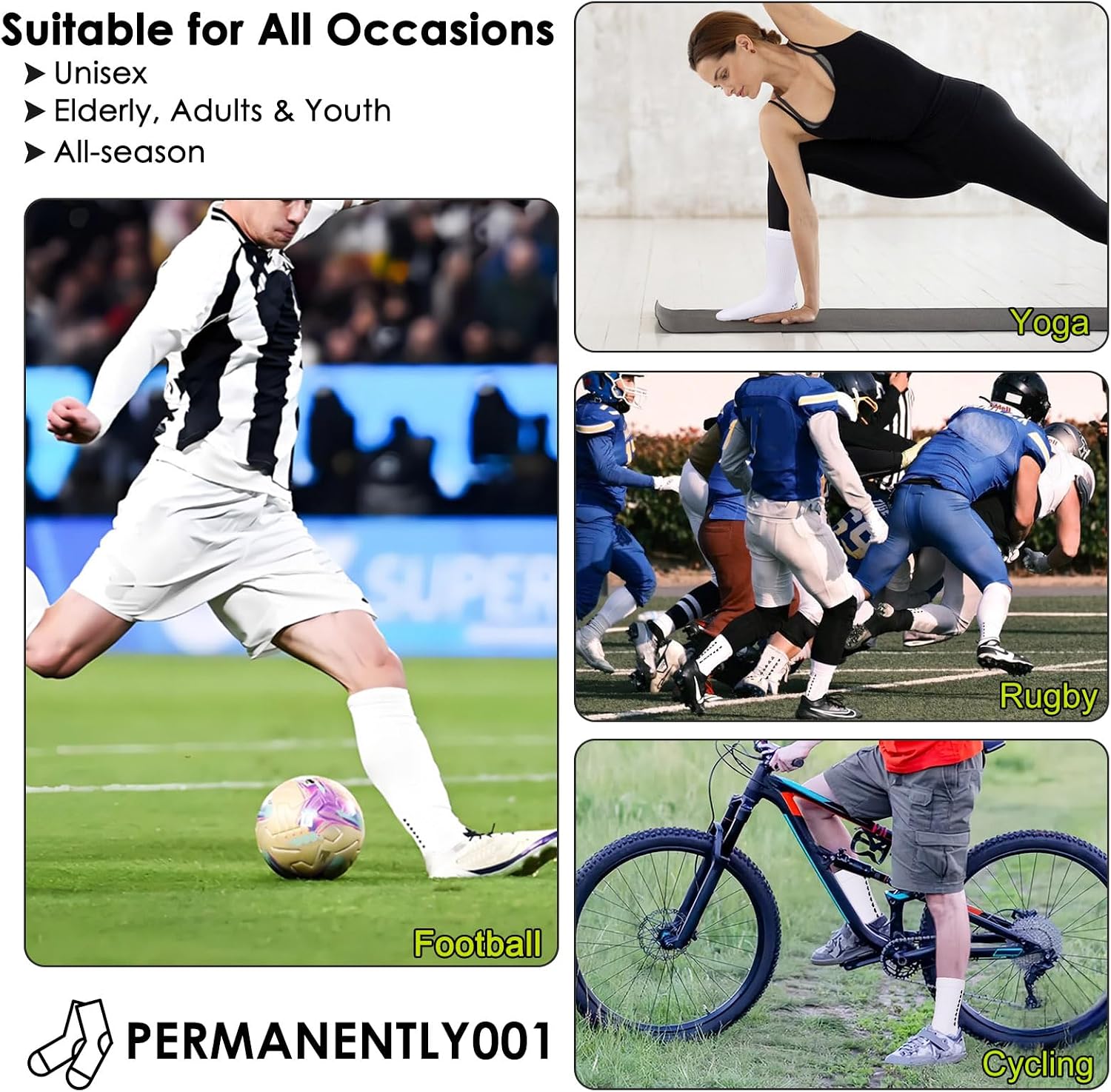 Thumbnail 6 de PERMANENTLY001 Calzini antiscivolo per calcio e sport compressivi (uomo e donna)