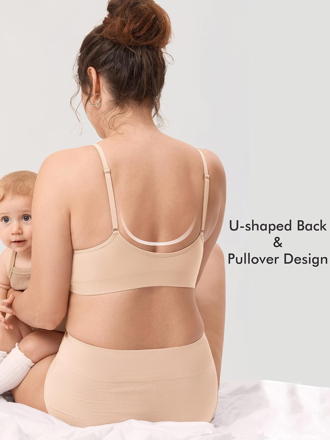 Detalle de MOMANDA Seamless Nursing Bras for Breastfeeding – Comfortable Wireless Maternity Bralette