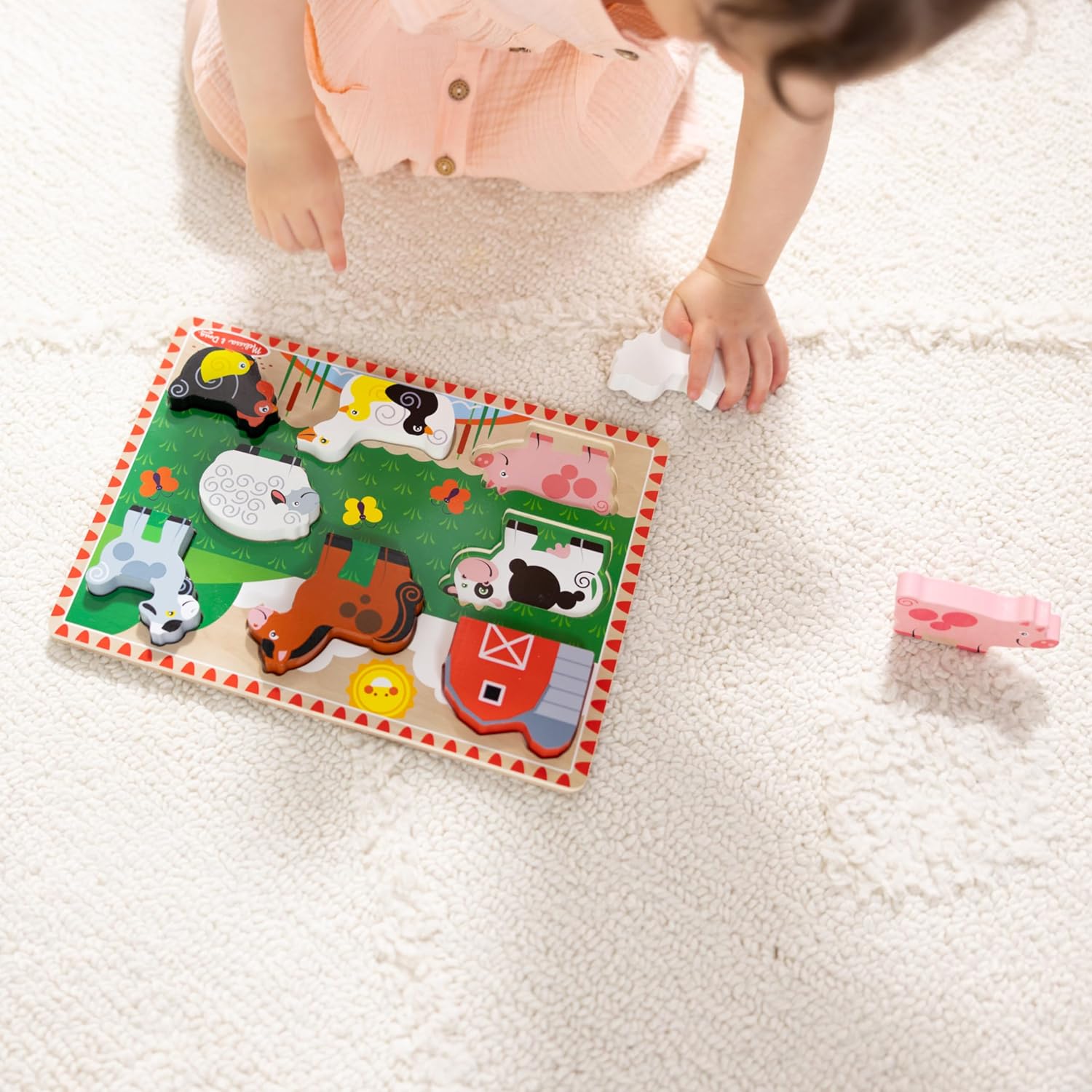 Thumbnail 6 de Melissa & Doug Puzzle Aimaux de la Ferme en bois (8 grosses pièces) pour enfants dès 2 ans et +