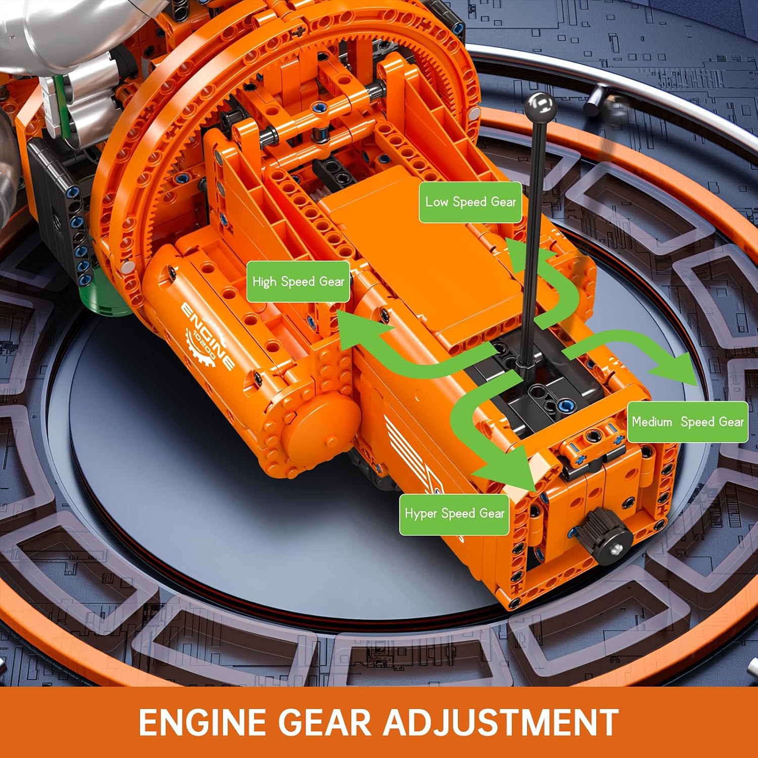 Thumbnail 3 de Mould King 10200 V8 Motor Technik-Modellbausatz mit Getriebesimulation (3.472 Teile)