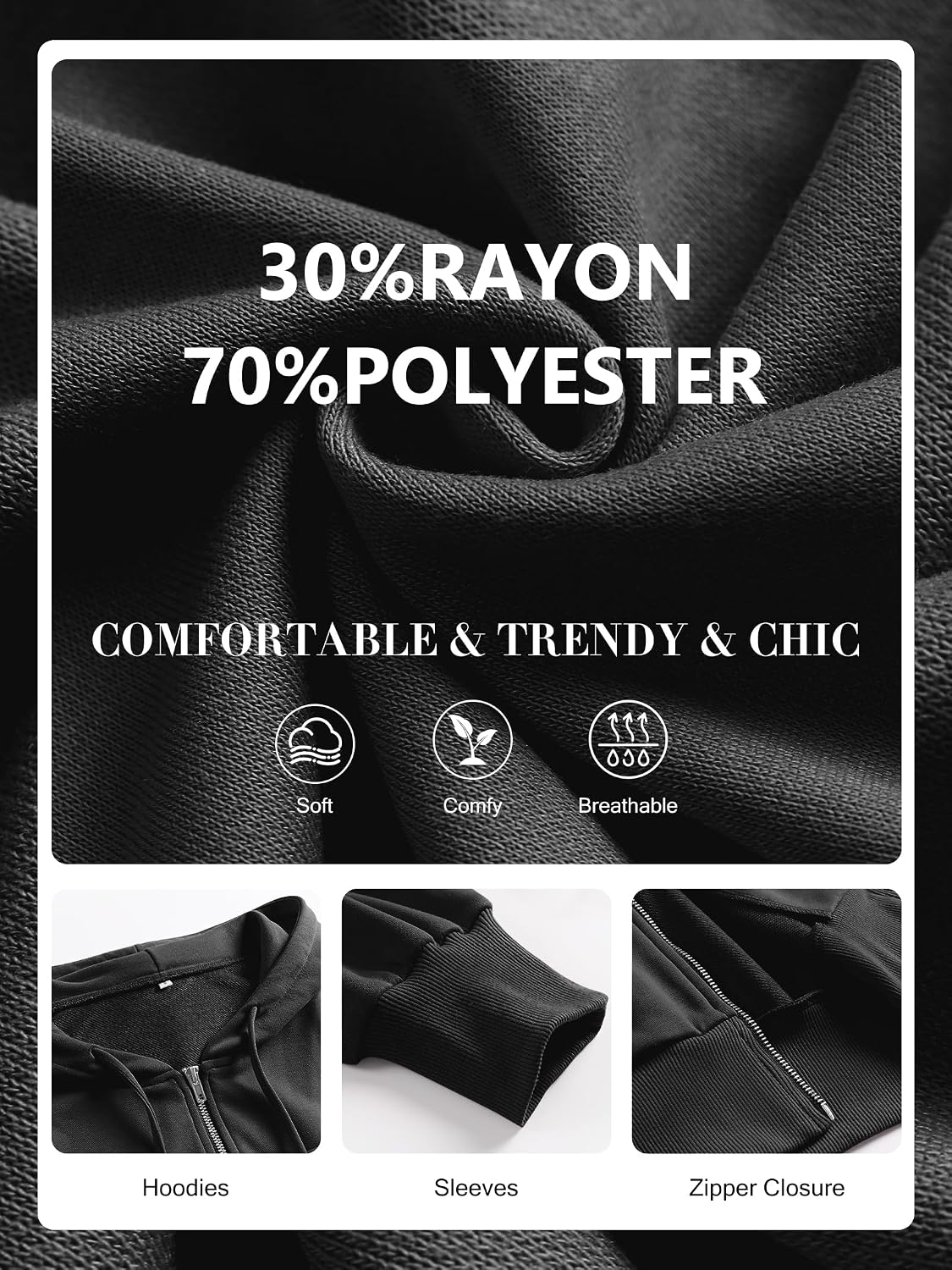 Thumbnail 5 de ANRABESS Cropped Zip-Up Hoodie for Women