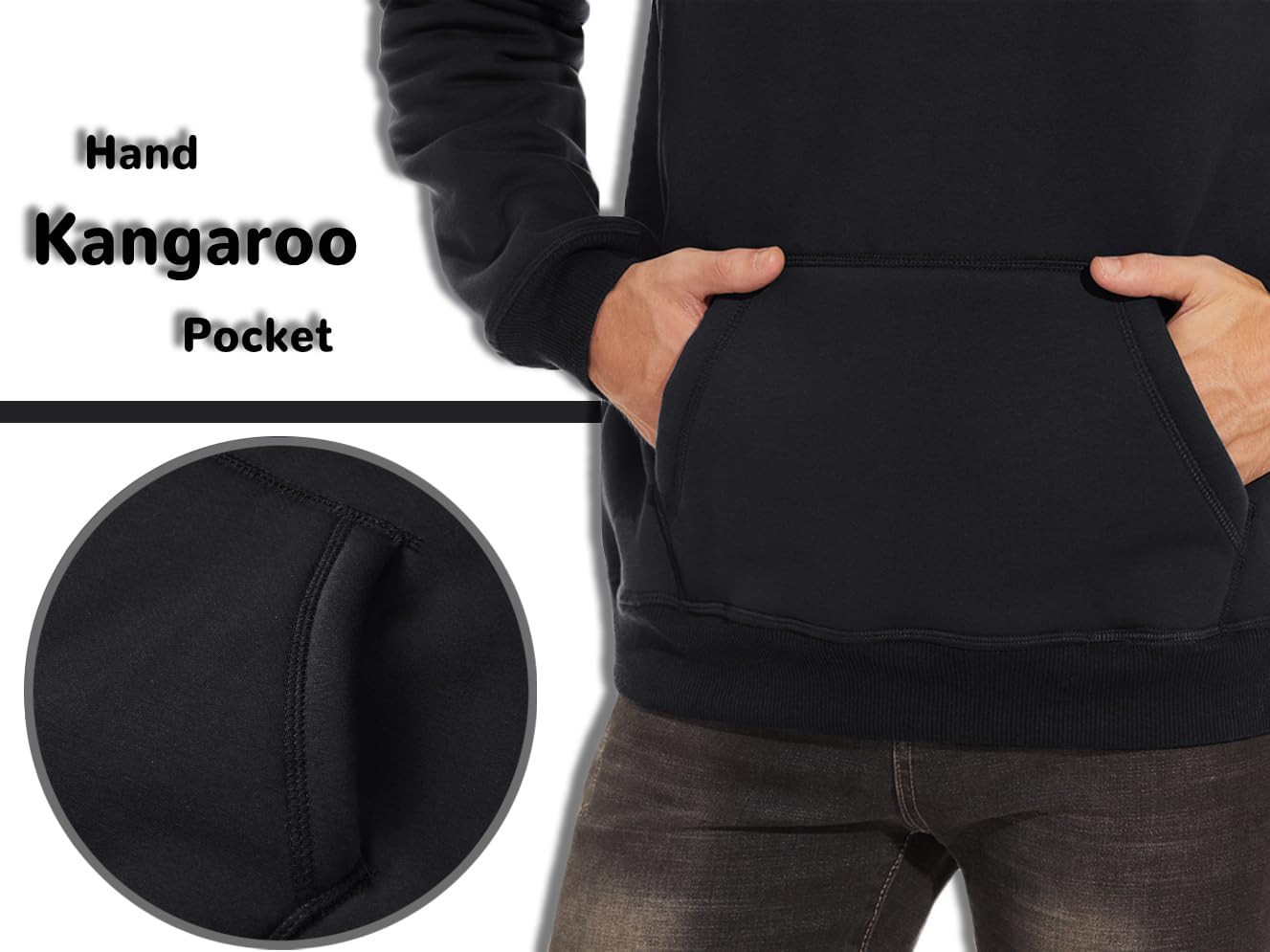 Detalle 1 de TACVASEN Men's Sherpa-Lined Pullover Hoodie with Kangaroo Pocket