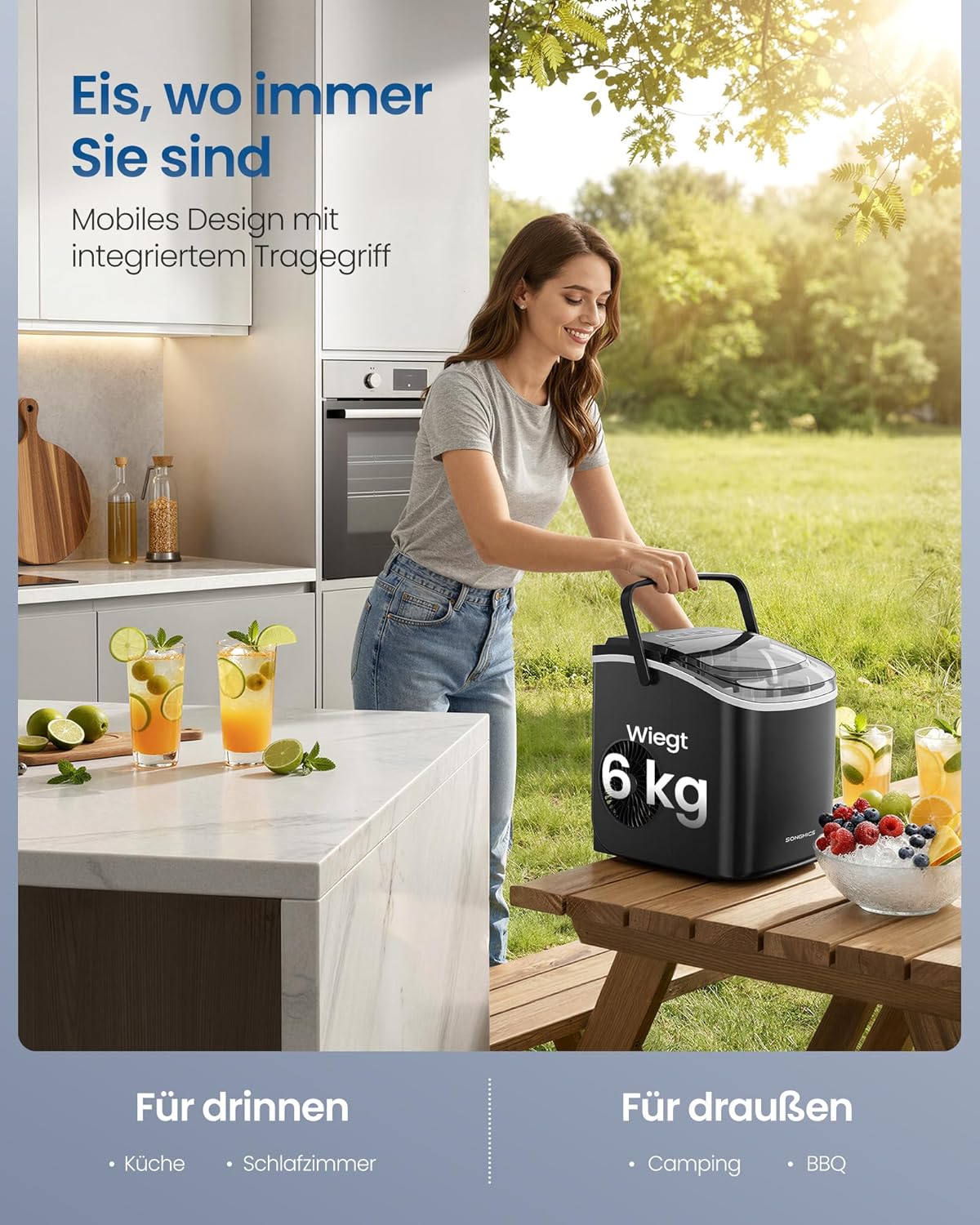 Thumbnail 5 de SONGMICS Eiswürfelmaschine XZB001B1EU – kompakte 12 kg/Tag, 6 Min. für 9 Würfel, Selbstreinigung