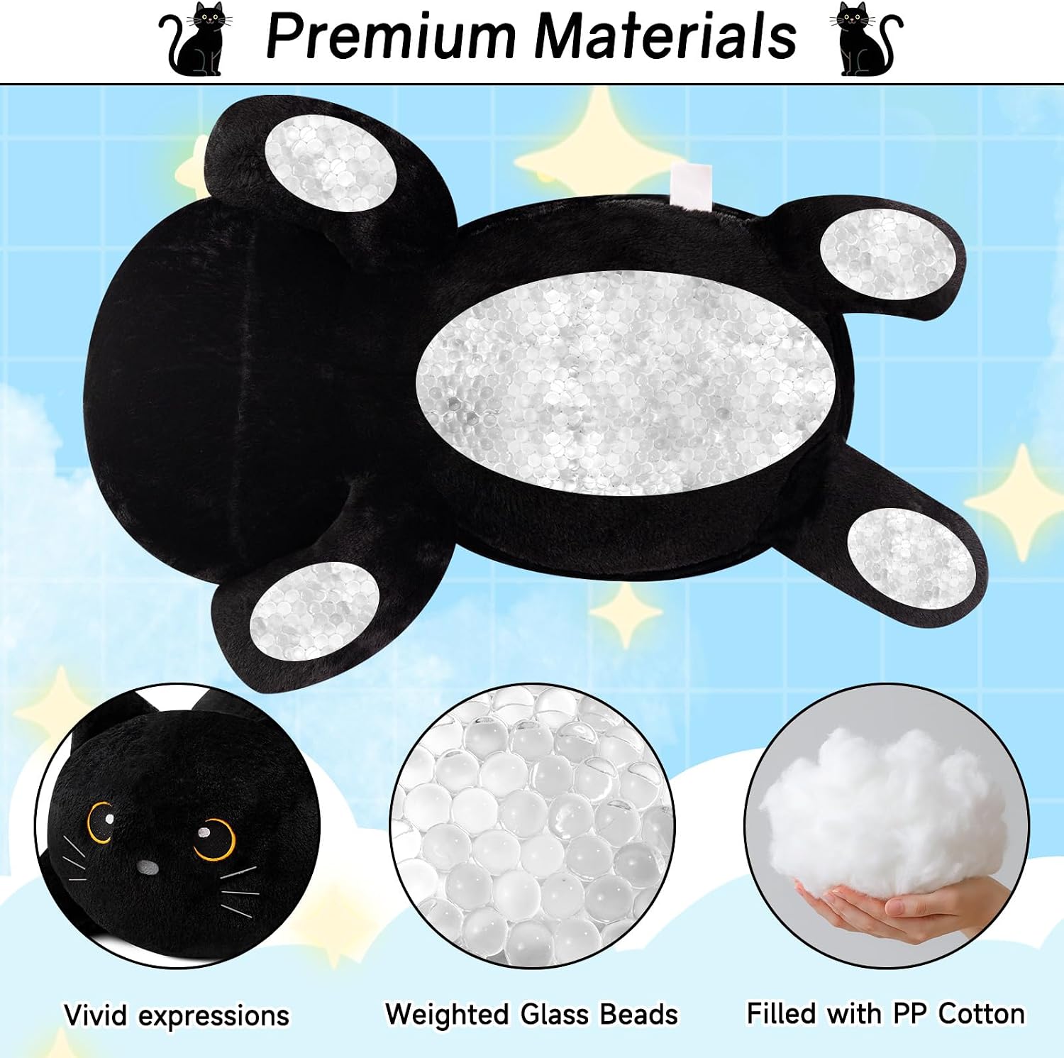 Thumbnail 6 de SQEQE Weighted Black Cat Plush — 13.8-Inch Cozy Weighted Stuffed Animal