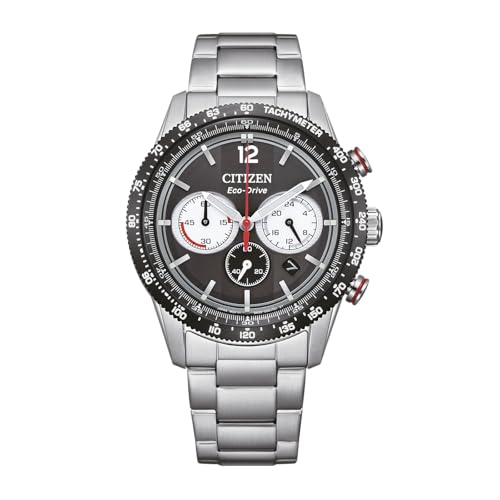Detalle de Citizen Eco-Drive CA4714-55E: cronógrafo de automovilismo con taquímetro y reserva de energía