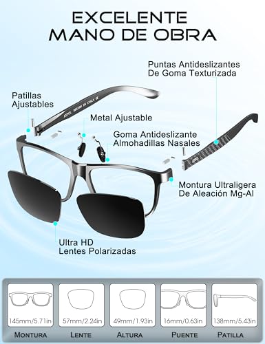 Thumbnail 5 de ATTCL Hombre gafas de sol polarizadas Al-Mg metal super ligero UV400 CAT 3 18587gray-gray