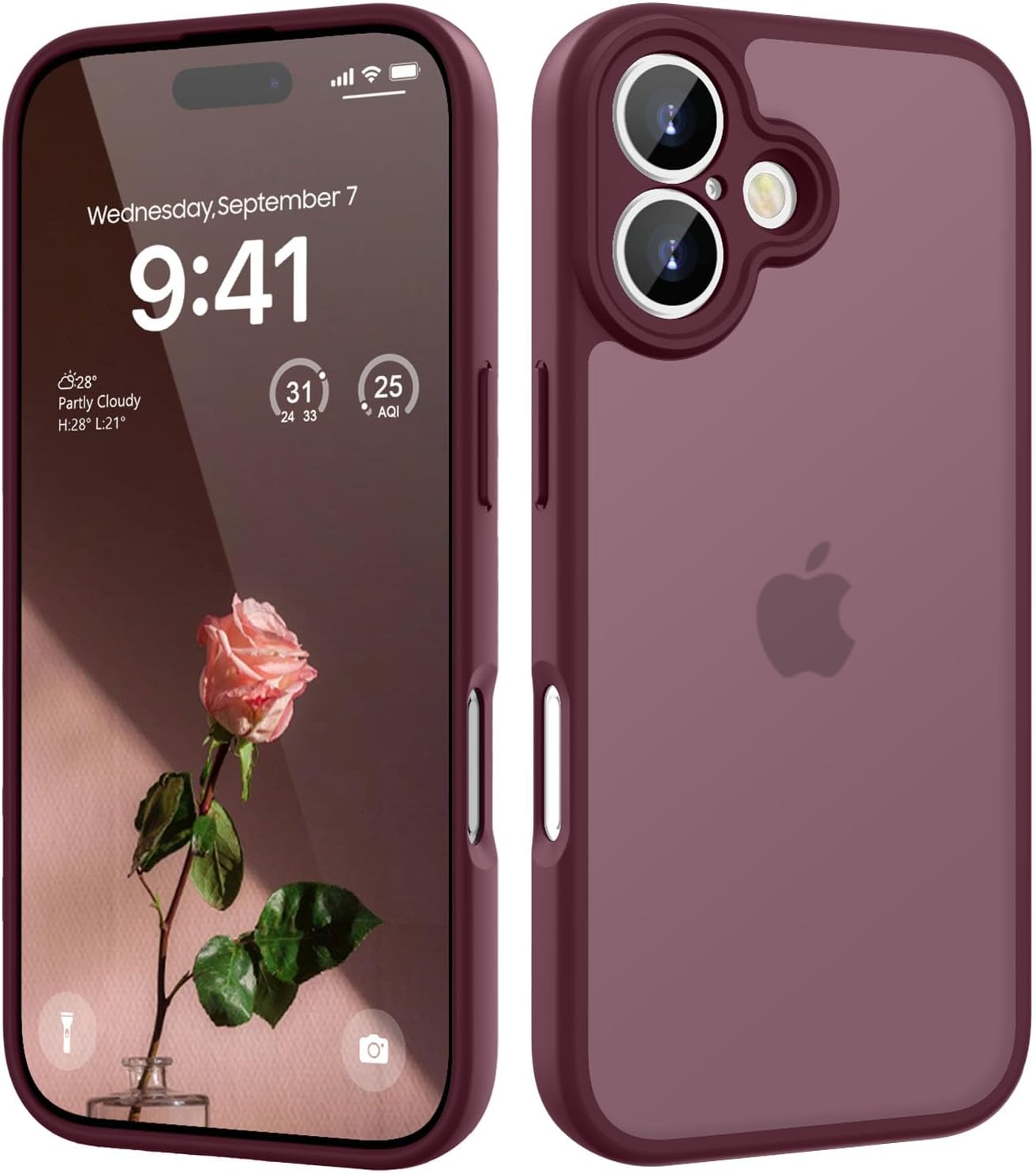 Detalle de KPPIT iPhone 17 case (Shockproof Military Grade) in wine red – frosted translucent protection