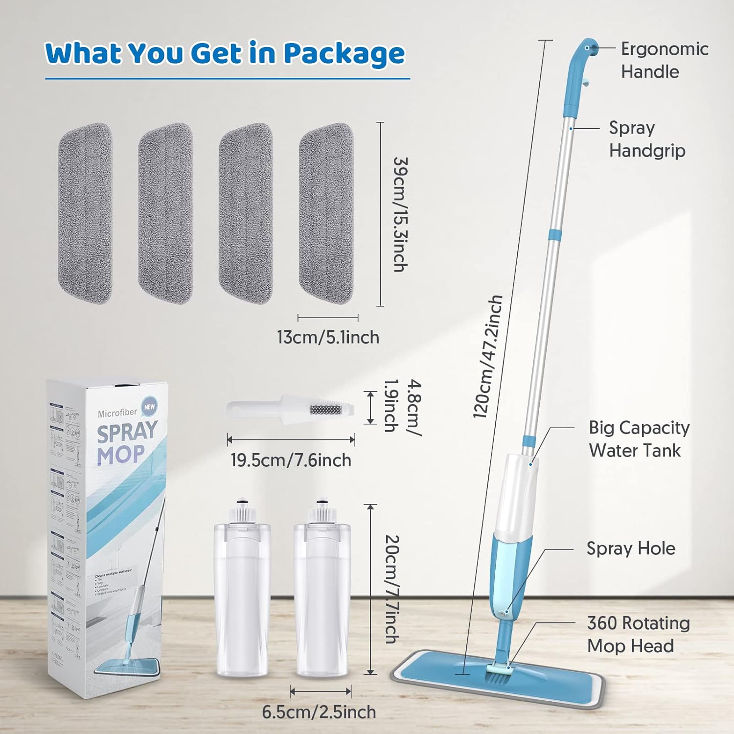 Thumbnail 6 de MEXERRIS Microfibre Spray Mop with 4 Pads 🧹