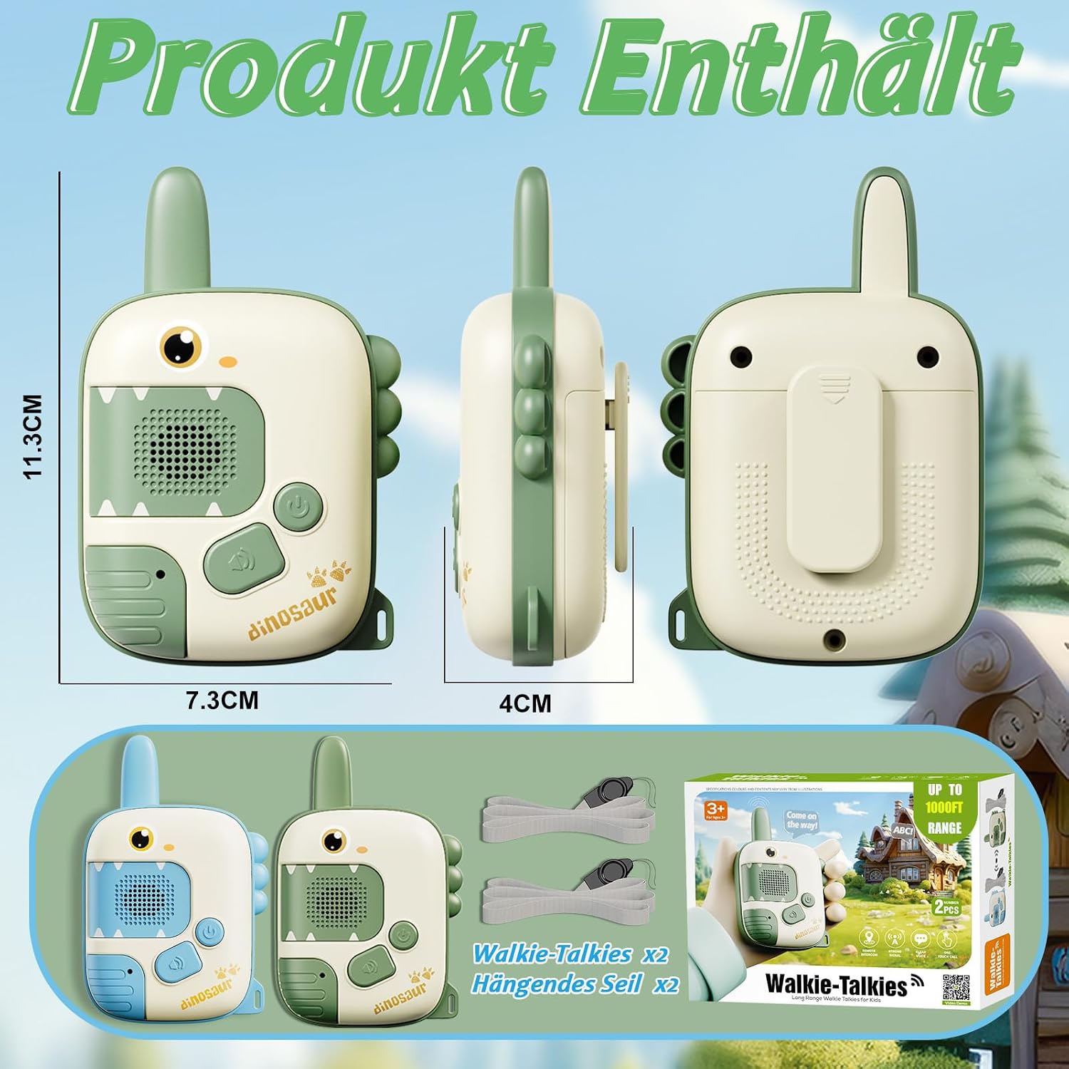 Thumbnail 4 de DQMOON Dino Walkie-Talkies für Kinder (ab 3 Jahren), 2er-Set – Outdoor-Spiele mit Funk