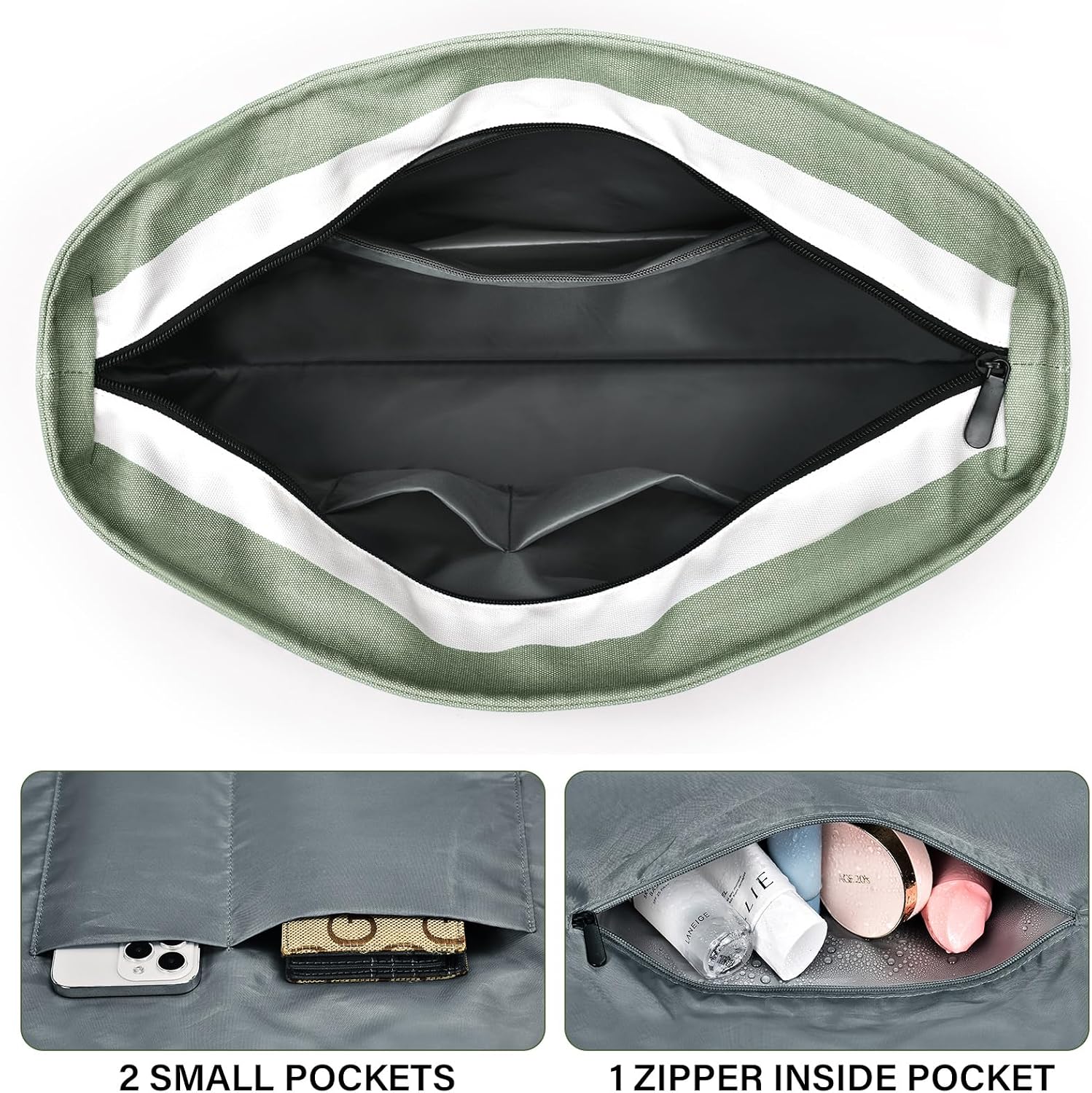 Detalle de oscaurt Strandtasche XXL – wasserdichte, faltbare Reise- und Strandtasche mit Reißverschluss