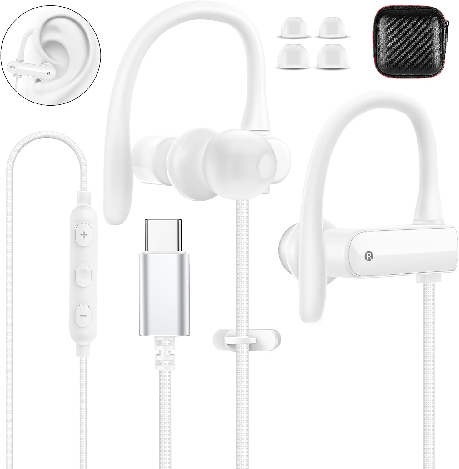 Detalle de USB C Headphones with Mic White
