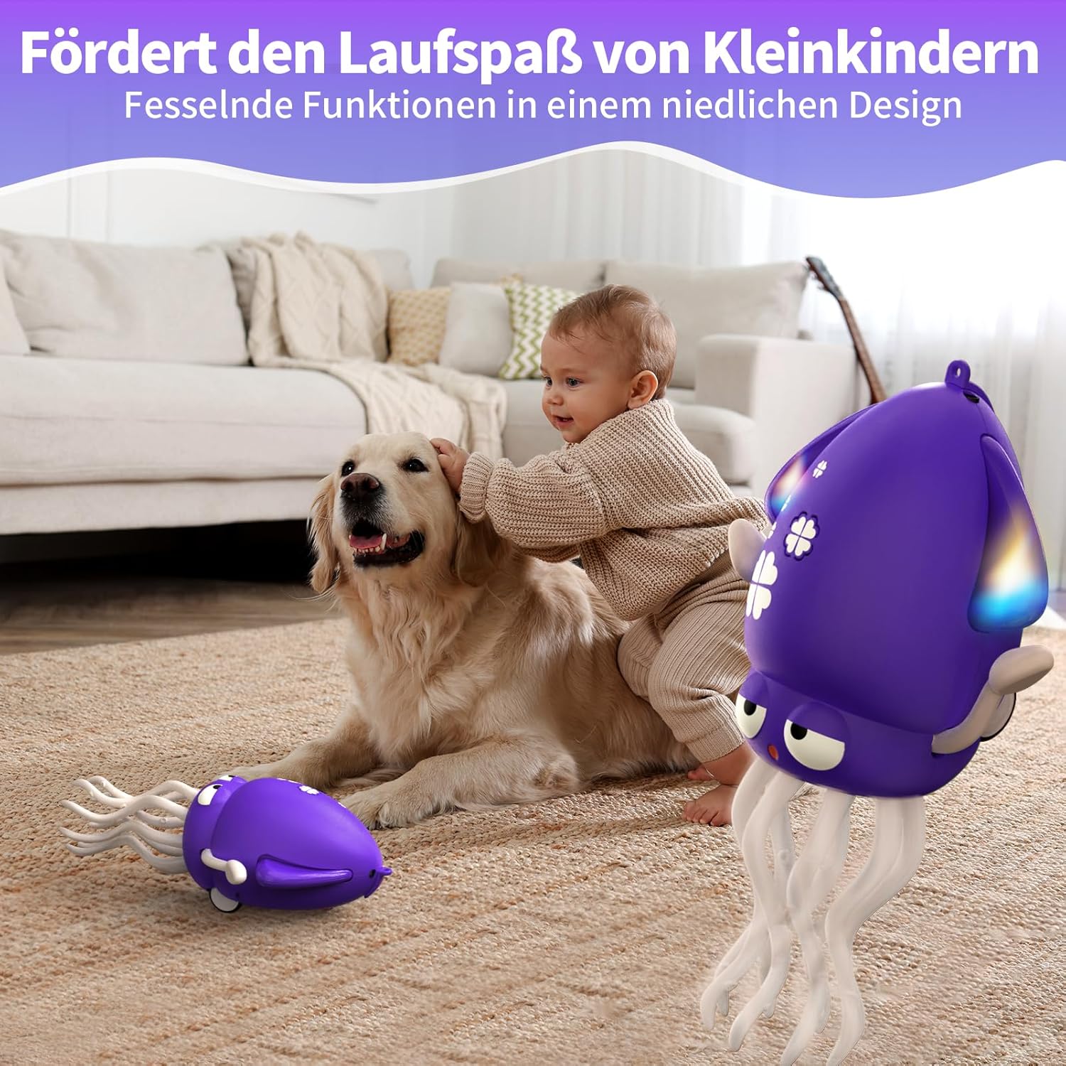 Thumbnail 6 de SWTOIPIG Interaktives Krakenspielzeug – tanzender Oktopus mit LED, Musik und Hindernisvermeidung