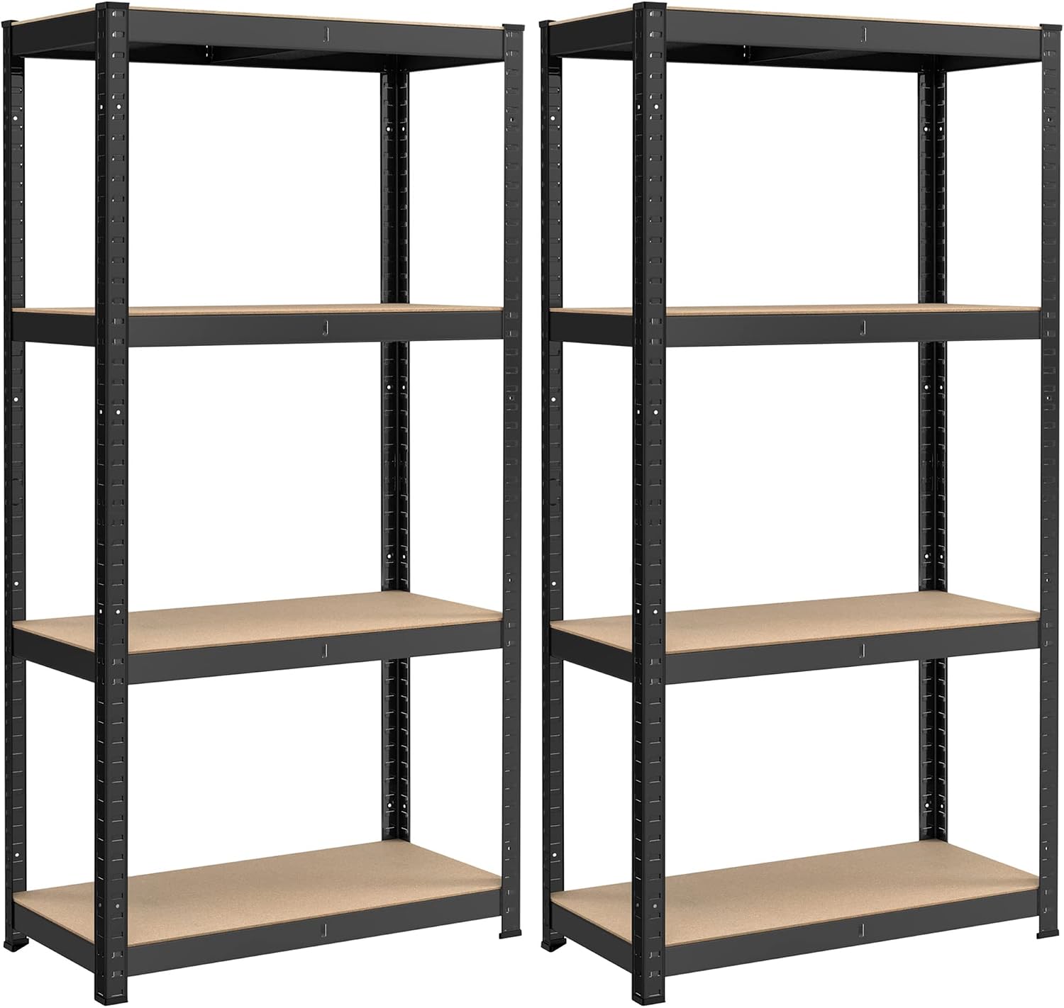Detalle de SONGMICS Schwerlastregal-Set GLR044B02 (2er Set), 40 × 80 × 160 cm, Stahlgestell, 4 höhenverstellbare Ablagen