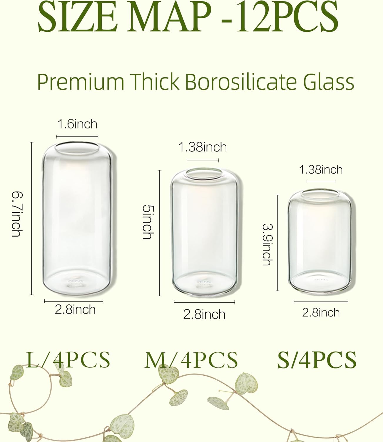 Thumbnail 4 de ZENS Bud Vases Set of 12 — modern small clear glass bud vases for flowers, weddings & home décor