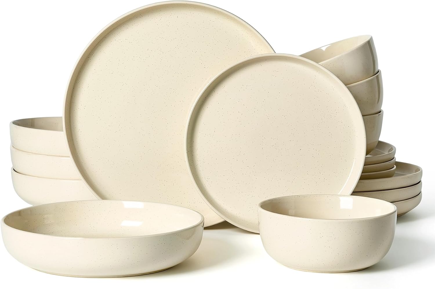 Detalle de Famiware Milkyway Stoneware Dinnerware Set, 16-Piece for Everyday & Formal Dining