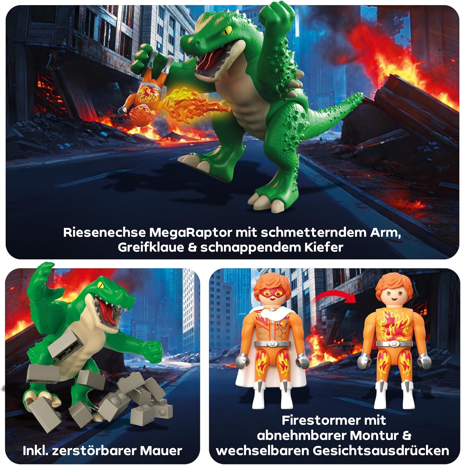 Thumbnail 3 de PLAYMOBIL Heroes: Helden-Showdown mit der Riesenechse – MegaRaptor vs Firestormer (71831)