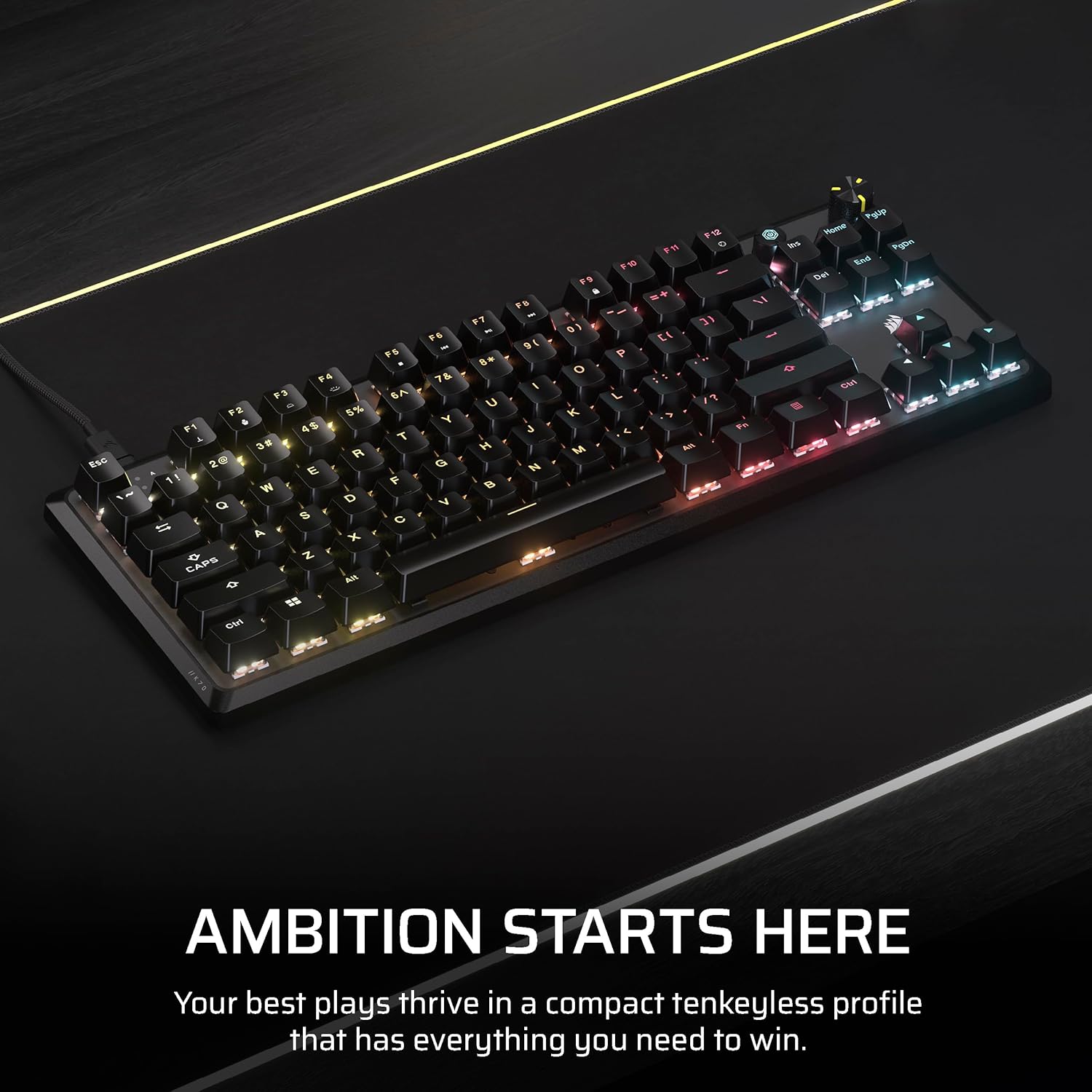 Thumbnail 1 de Corsair K70 CORE TKL RGB Wired Mechanical Keyboard (Pre-Lubed MLX Red v2 Linear, Tenkeyless)