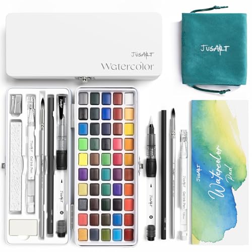 JusArt: Juego de acuarelas de 50 colores, kit portátil para viajar y crear