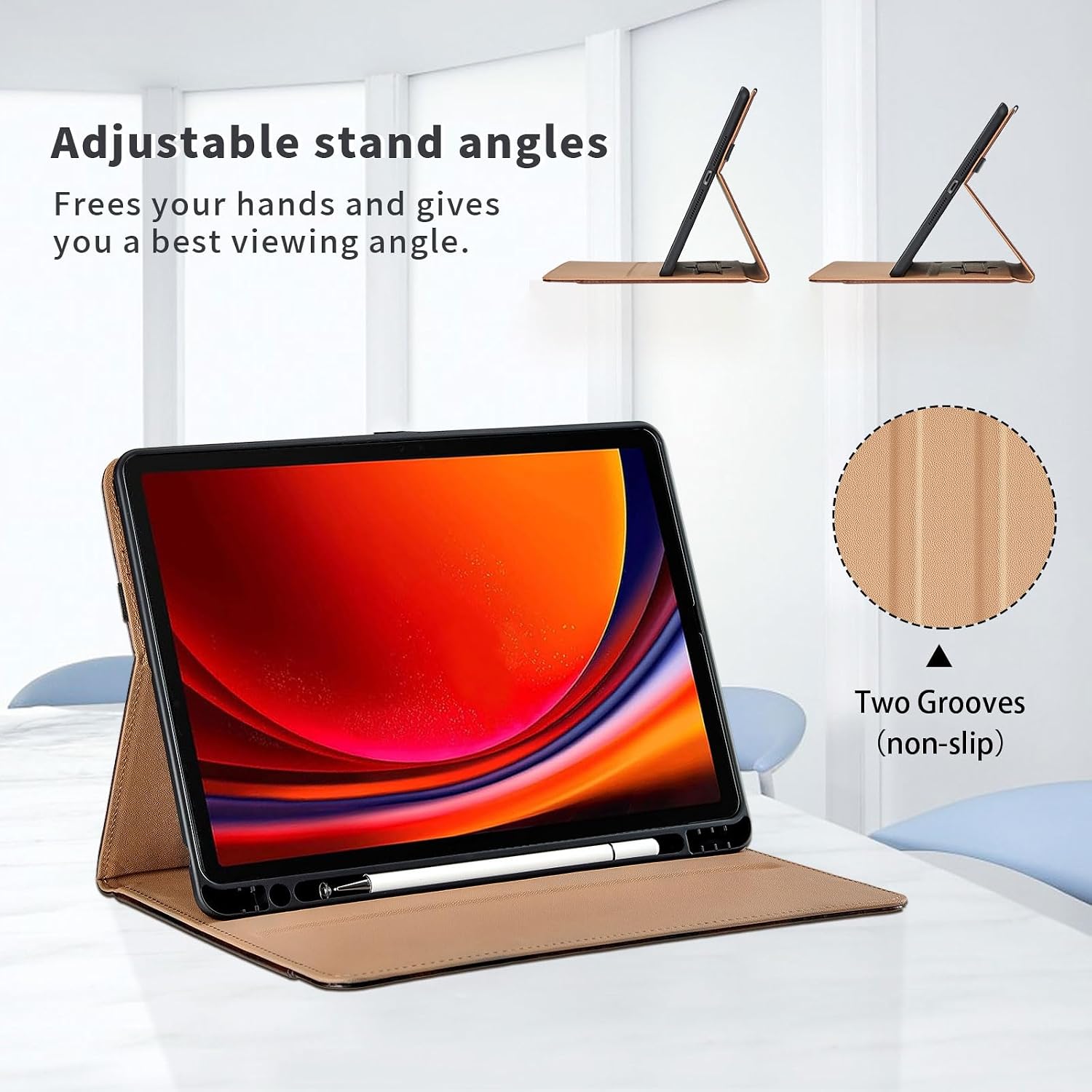 Thumbnail 2 de Oduio Hülle für Samsung Galaxy Tab S10+ / S9+ / S9 FE+ (12,4 Zoll) – PU-Leder Smart Cover mit Tasche, Stifthalter und Standfunktion – Blau