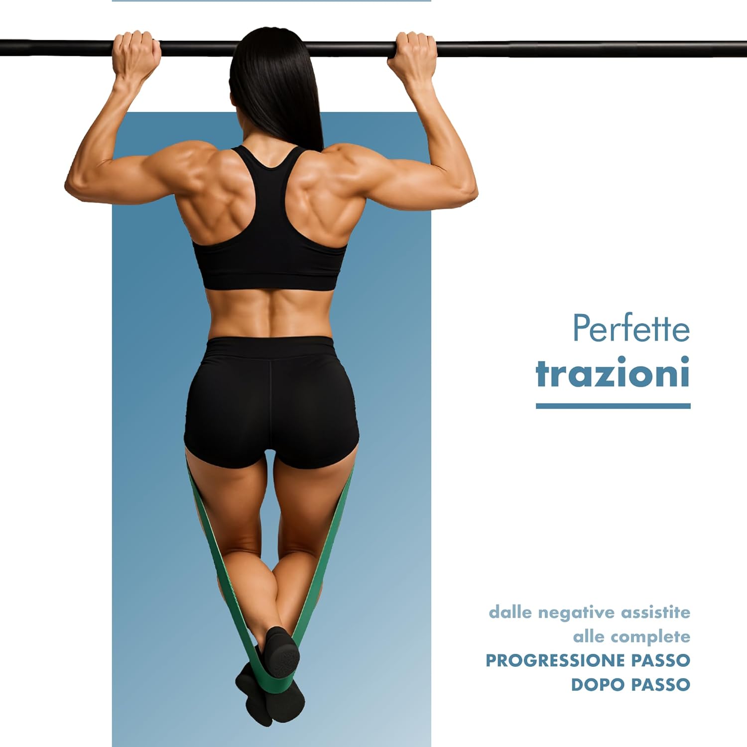 Thumbnail 3 de PORTENTUM Elastici fitness – Set bande elastiche 4 livelli con accessori: trainer a casa per forza e mobilità