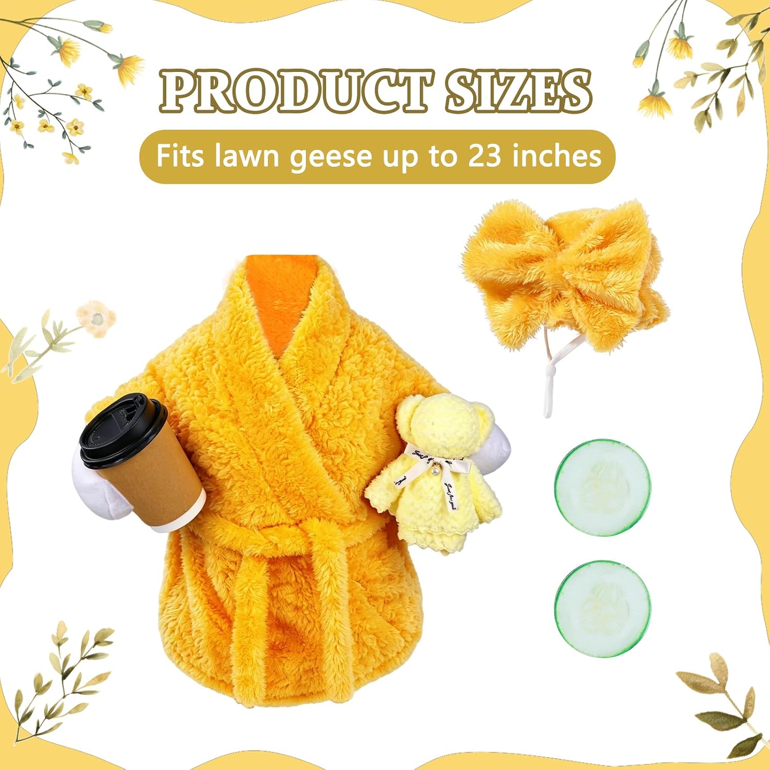 Detalle de Celltestria Lady Goose Bathrobe Costume for 23-Inch Porch Goose, Yellow