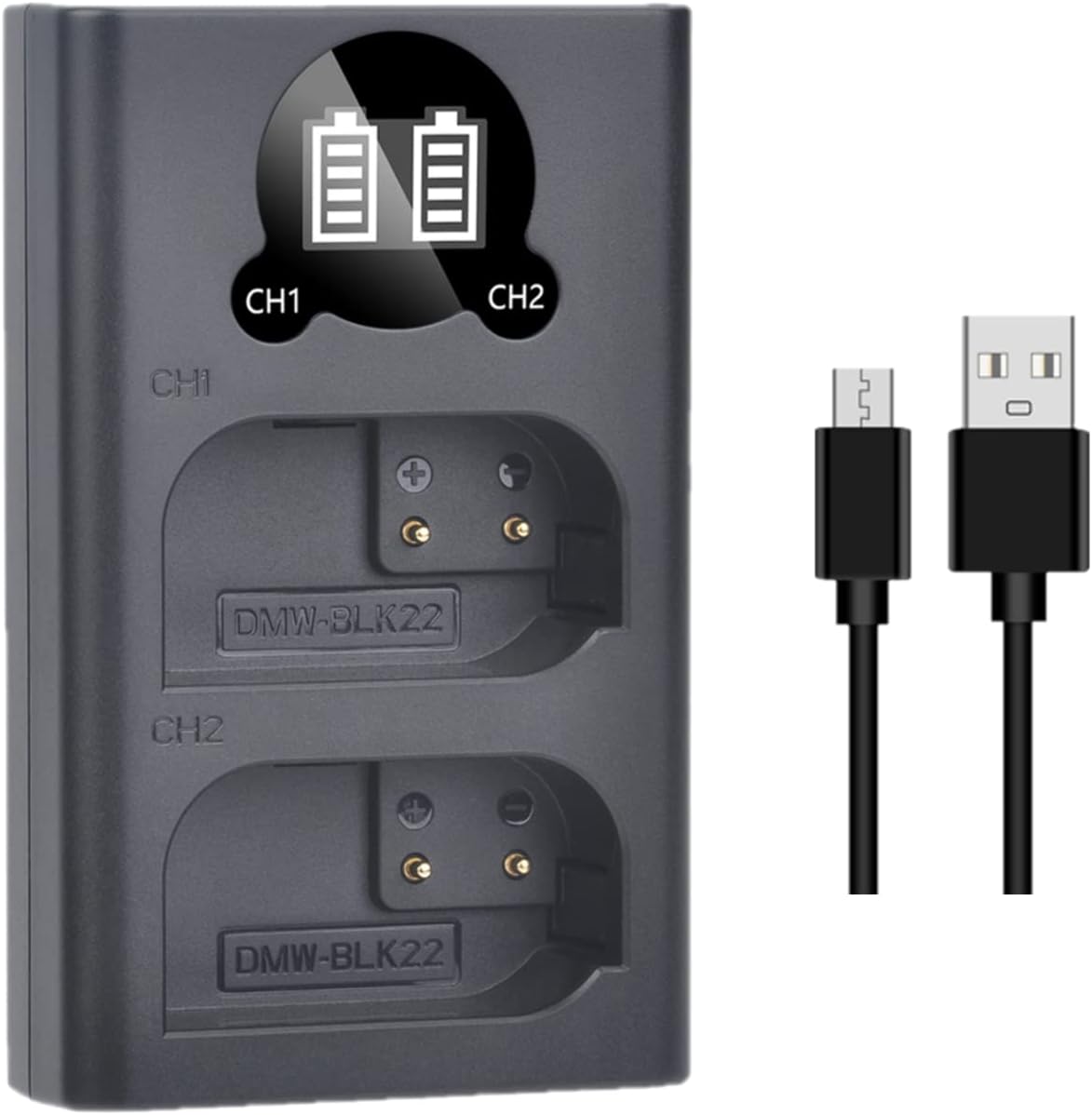Thumbnail 5 de PowerTrust 2x DMW-BLK22 2280mAh batteries with LED dual charger for Panasonic Lumix S-series & GH cameras