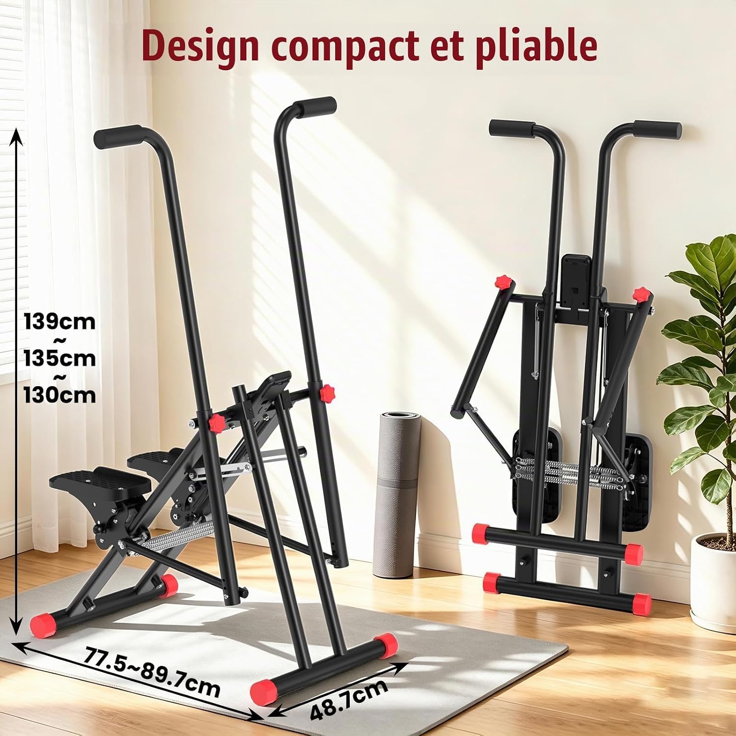 Detalle de RELIFE REBUILD YOUR LIFE JL-CT03 opvouwbare stepper met 3 weerstanden