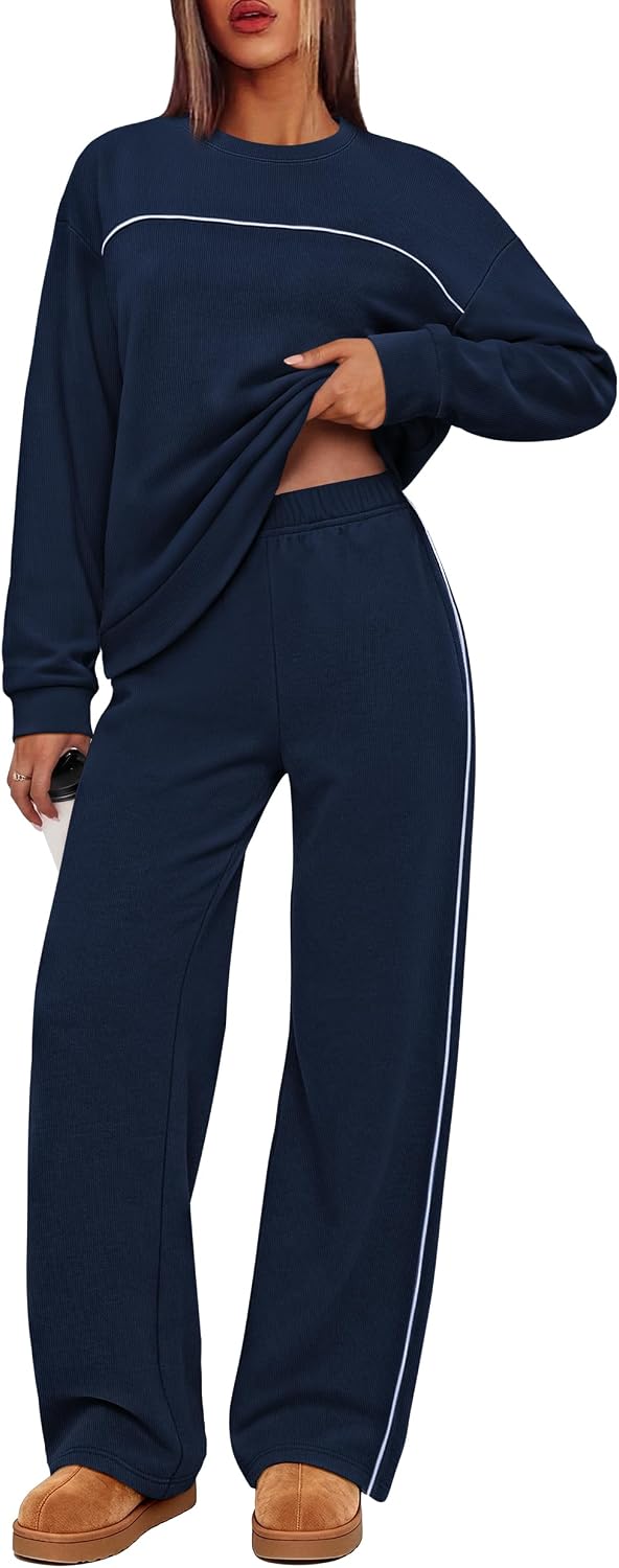 Detalle 1 de OFEEFAN WST2919 Women's Two-Piece Lounge Set with Contrast Piping