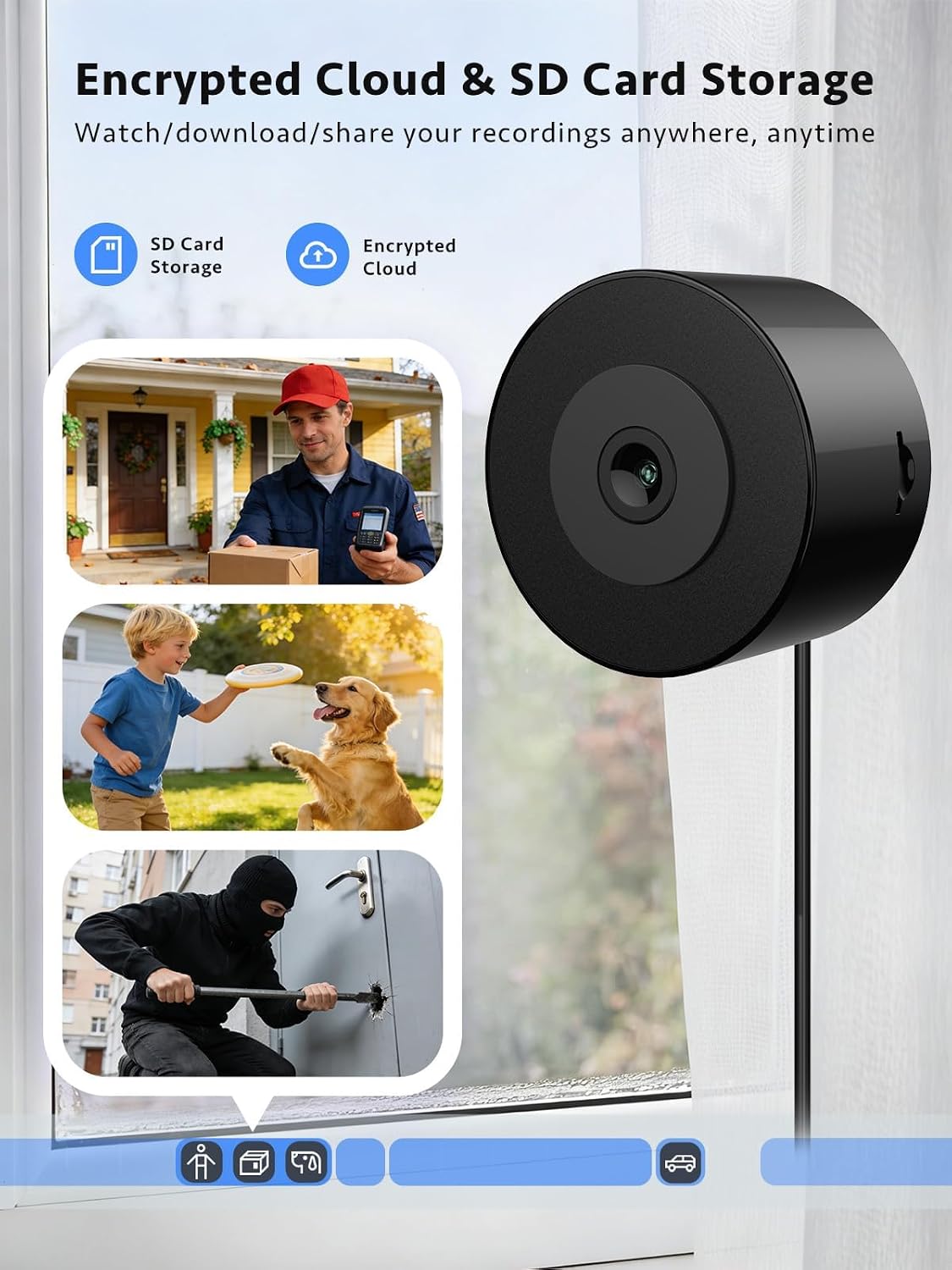 Thumbnail 6 de Septekon 2K Window Security Camera with No-Drill Mount — 18° Tilt, 5G & 2.4G WiFi, Full Colour Night Vision