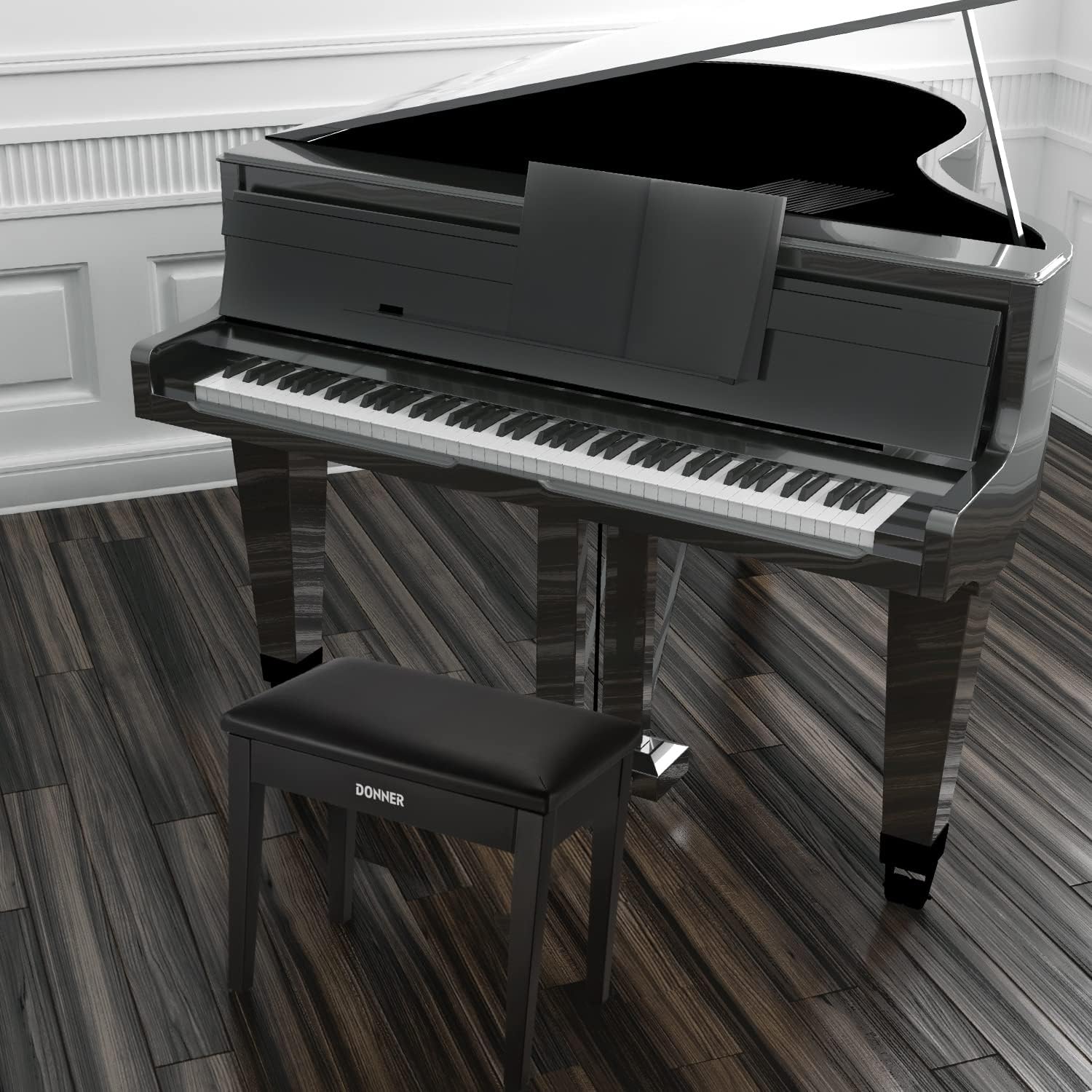 Detalle de Donner Piano Bench, Solid Wood