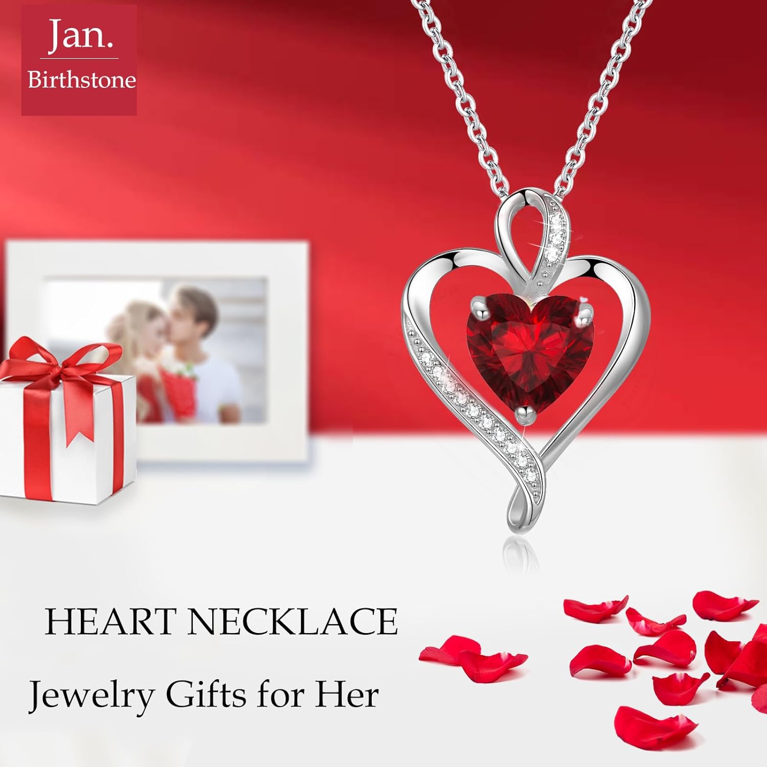 Thumbnail 1 de Collier Cœur pour Femme en Argent Sterling 925 / Laiton Or Rose par LAVUMO – Pendentif d'amour élégant