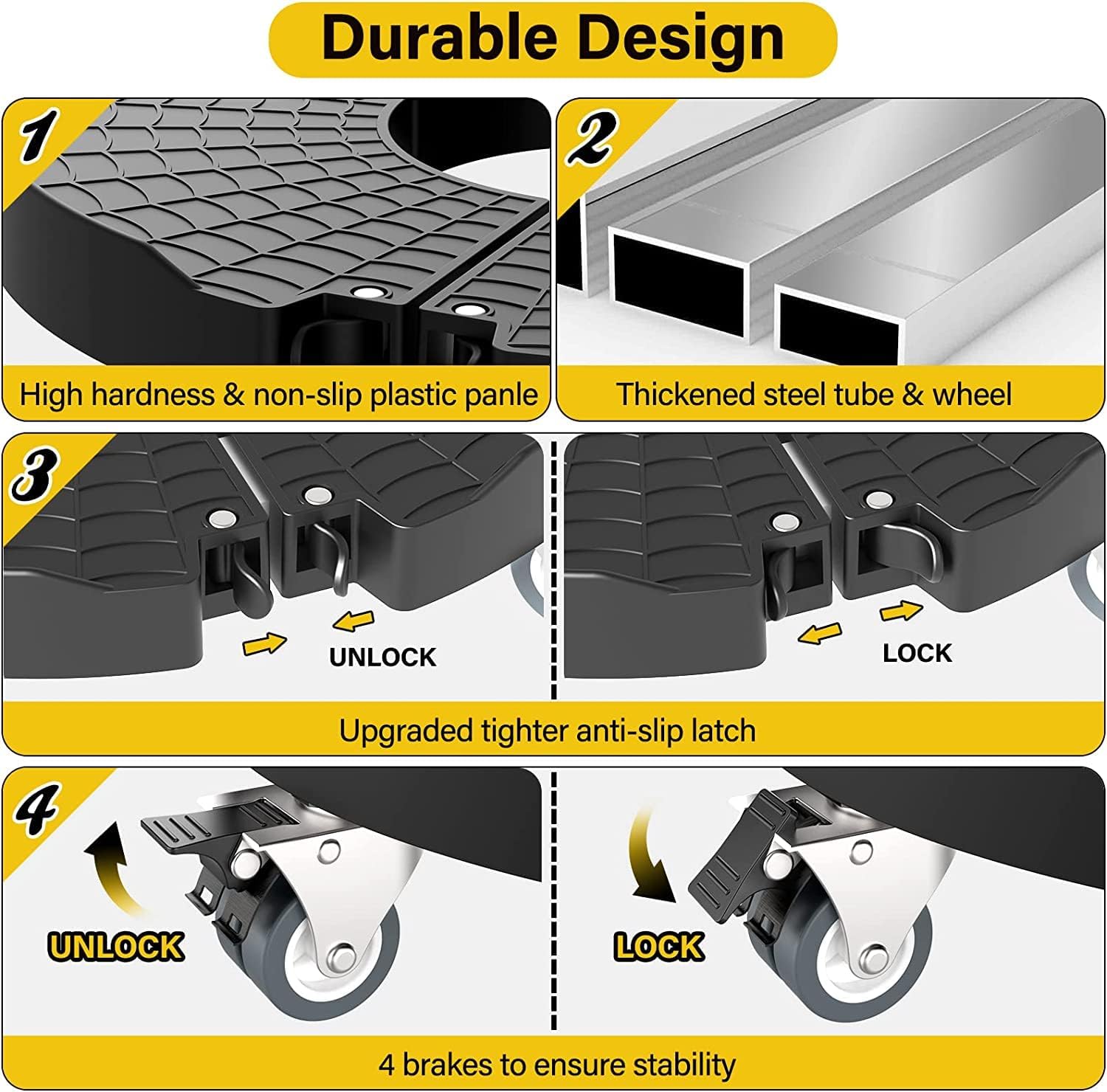Thumbnail 3 de WELDUN Plant Caddy with Wheels Heavy Duty (Adjustable 40–57 cm) with Lockable Casters, 200KG capacity