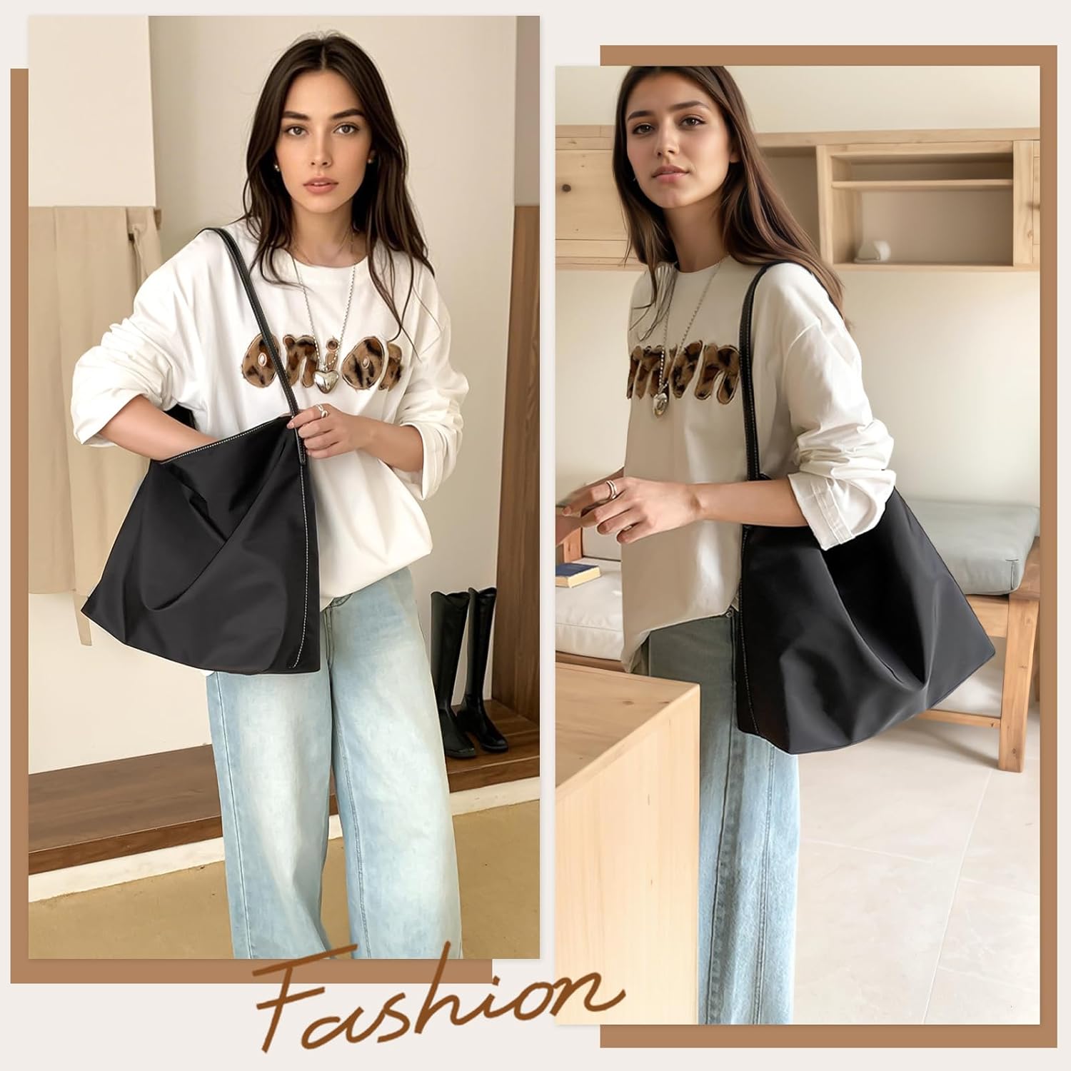 Thumbnail 1 de Gluckstar Große Damen-Umhängetasche aus Nylon – wasserdichter Shopper für Alltag, Arbeit & Reisen