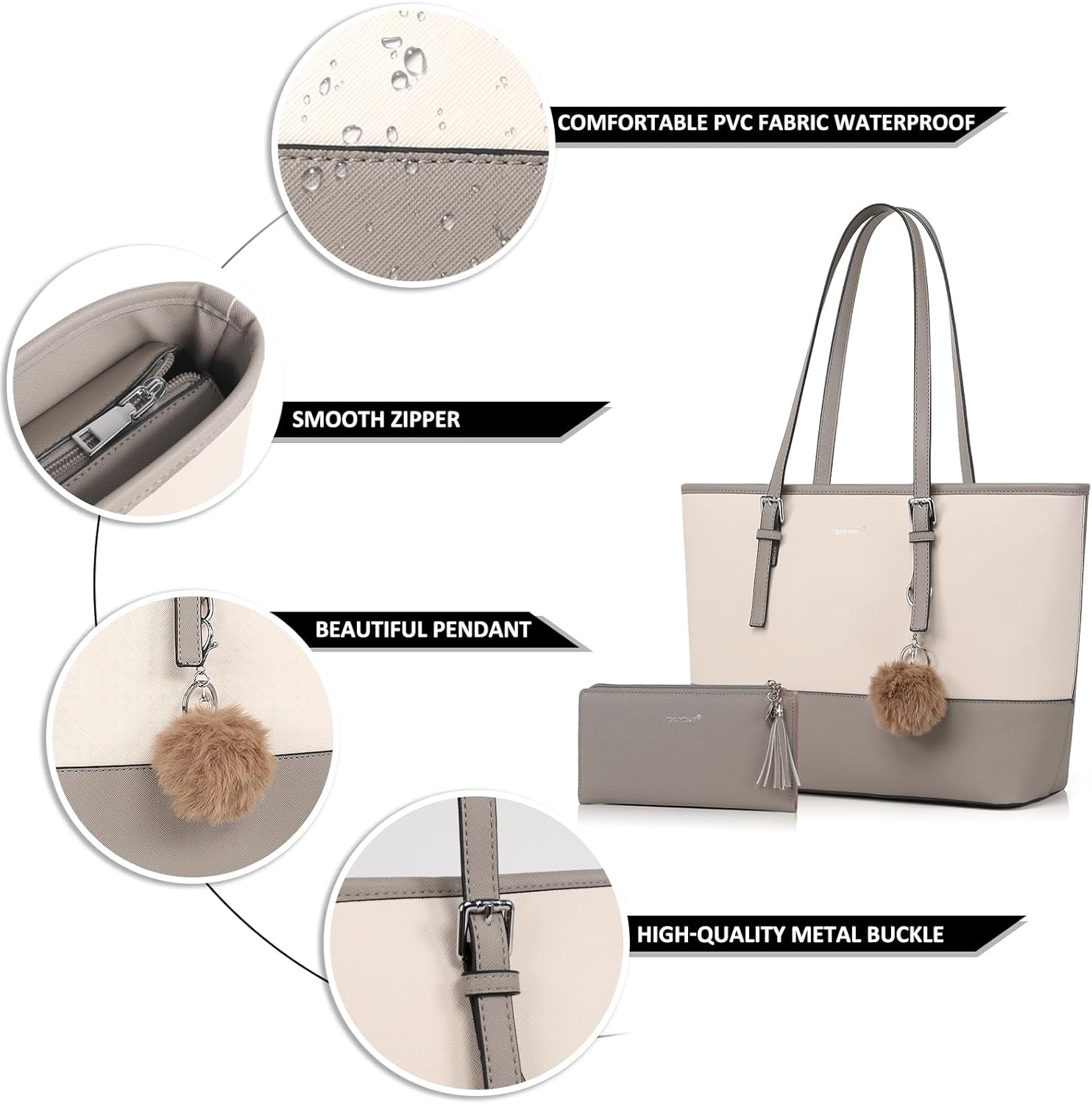Thumbnail 3 de TANTOMI 15.6-inch tote bag for women with detachable wallet and card holder