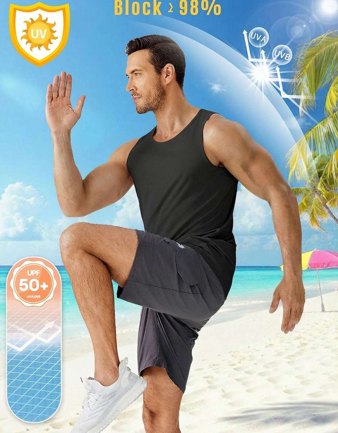 Thumbnail 4 de PINSPARK Men's UPF 50+ Quick-Dry Sleeveless Athletic Tank