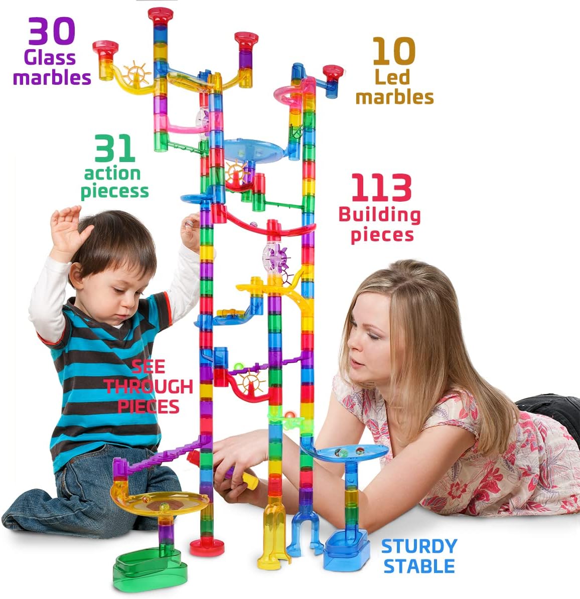 Detalle de Meland Marble Run 153‑Piece Marble Track Toy 🎲