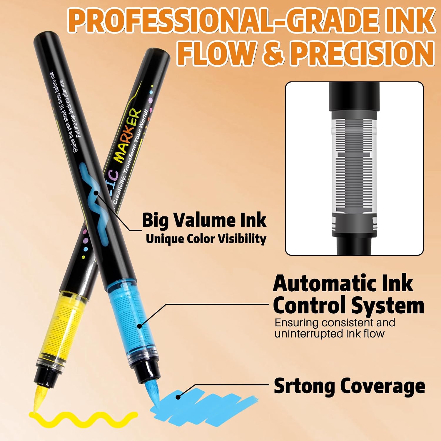Detalle 2 de WINSONS Colouring Pens – 24 Acrylic Paint Pens with Brush Tip (waterproof, non-toxic)