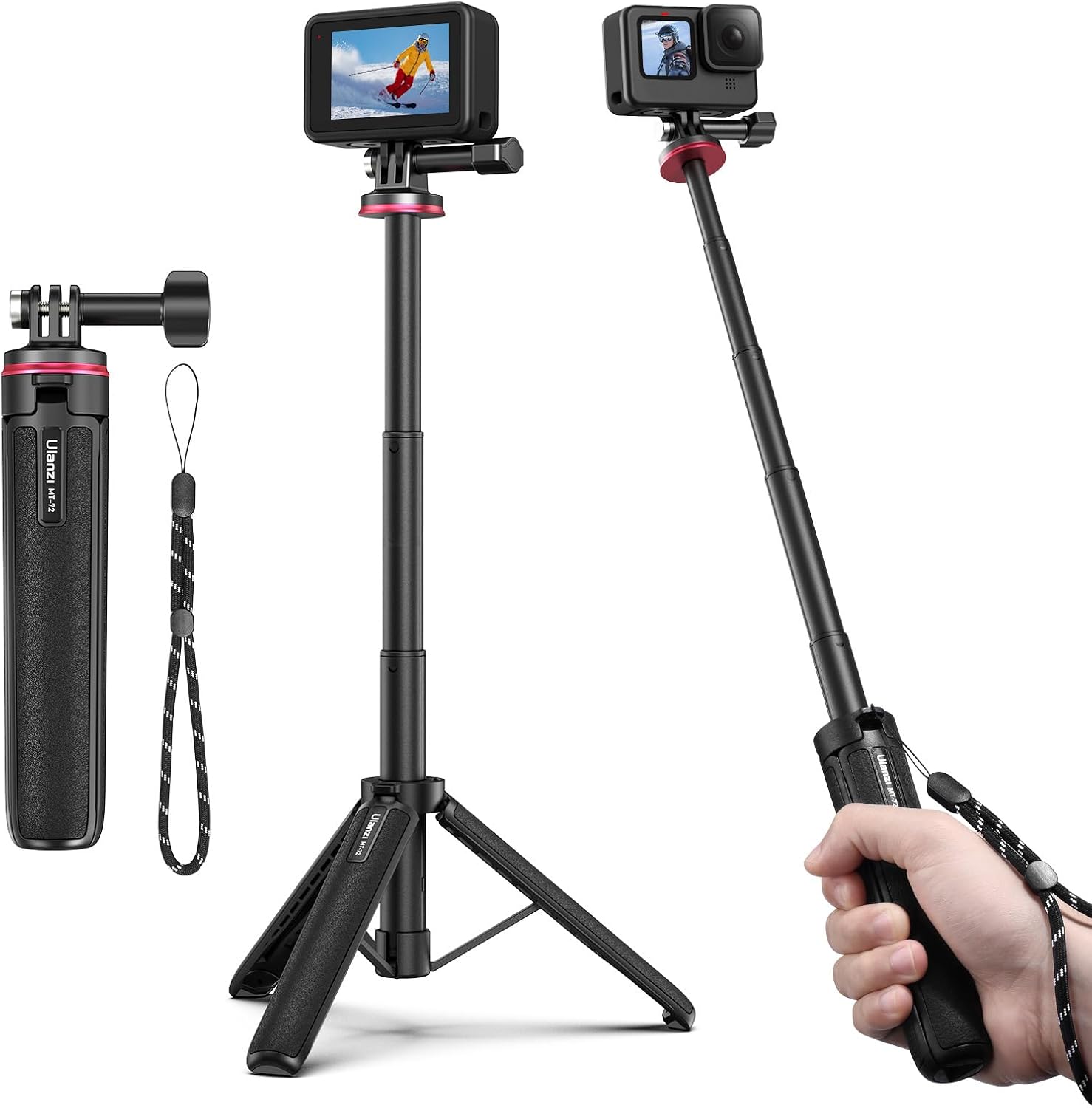 Detalle de ULANZI MT-72 : mini trépied 51 cm pour action cam, trépied de table et selfie stick