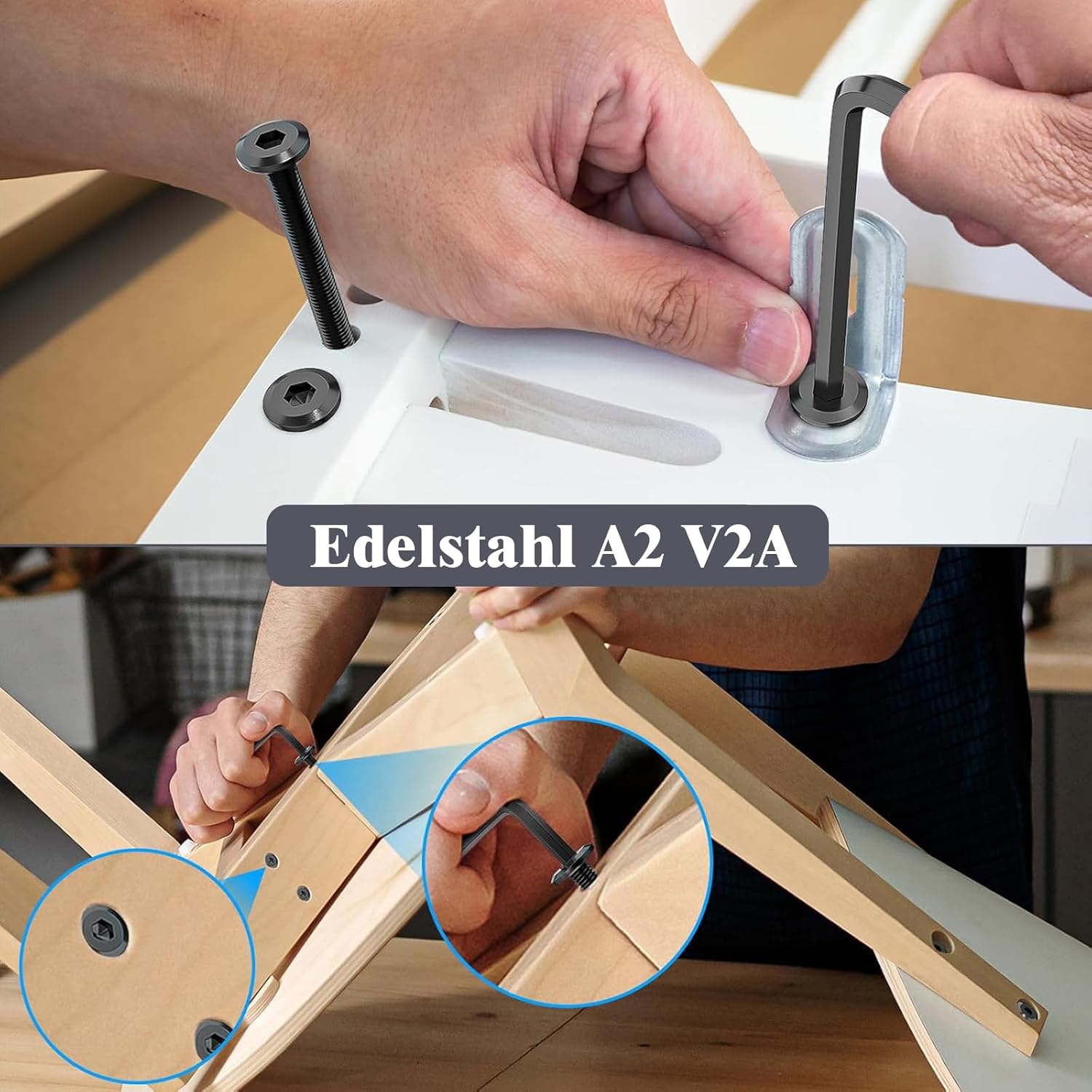 Thumbnail 4 de 20 Stück M5 Flachkopfschrauben Set aus Edelstahl A2 V2A mit Innensechskant und Schlüssel – M5 x 16 mm