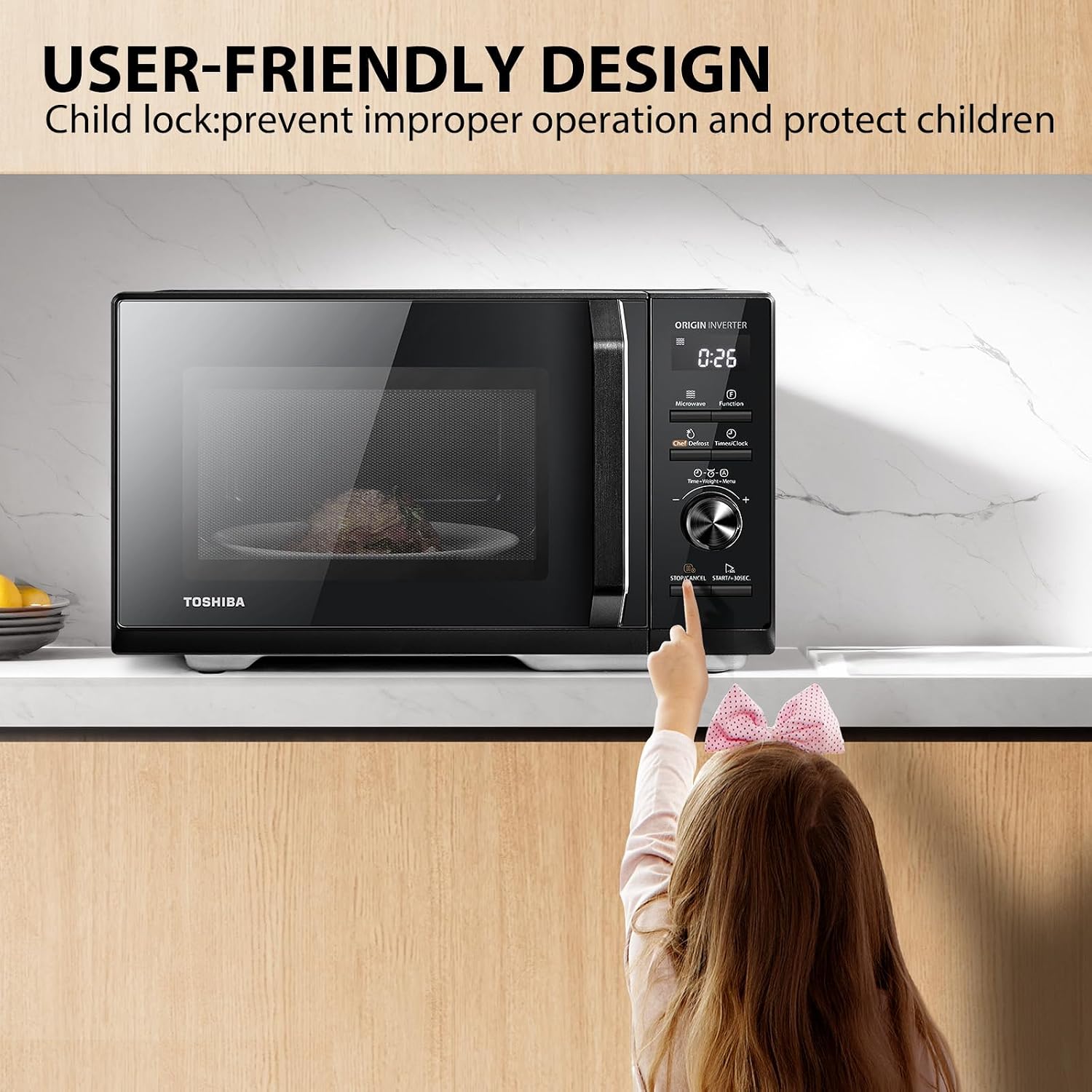 Detalle de Toshiba MW3-AG25PFI(BK) 25L 3-in-1 900W Digital Microwave Oven with Grill & Origin Inverter