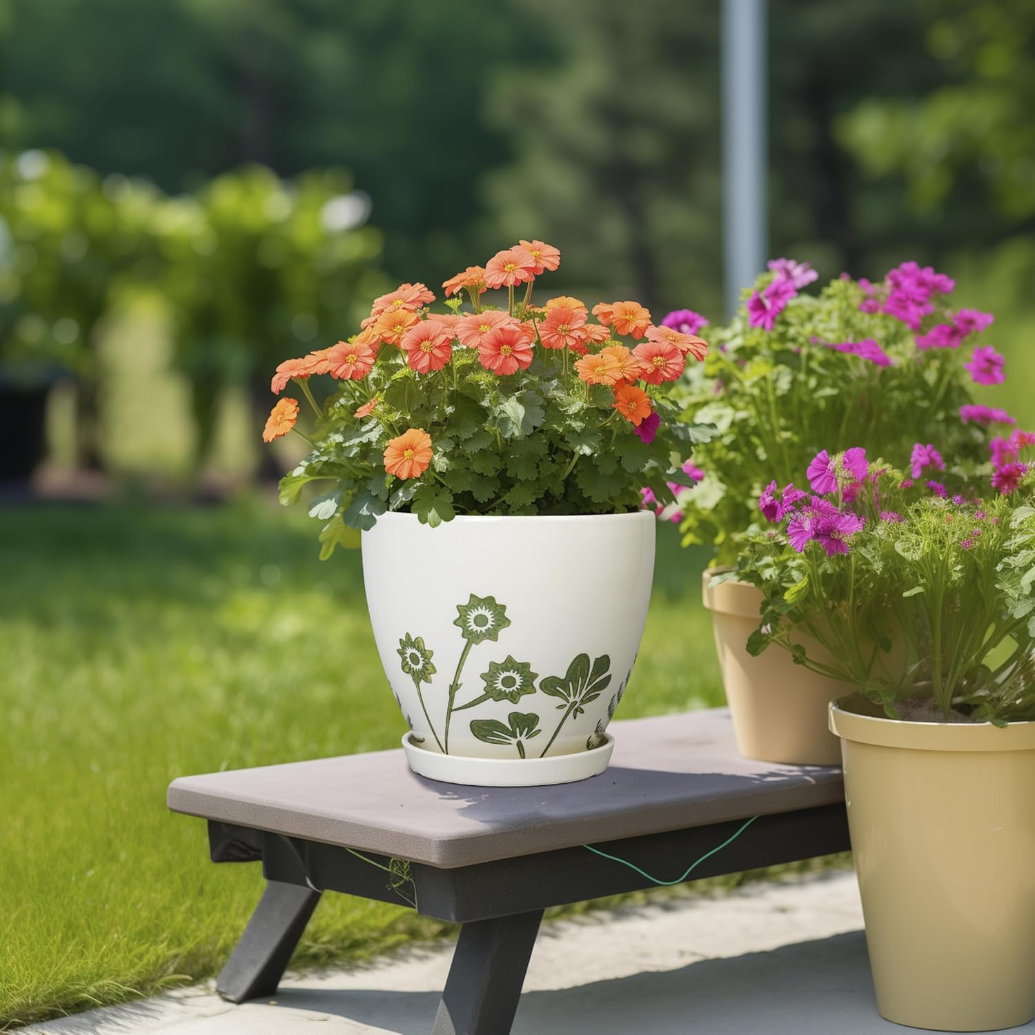 Thumbnail 3 de MPotTo 8.2 Inch Ceramic Plant Pot with Saucer