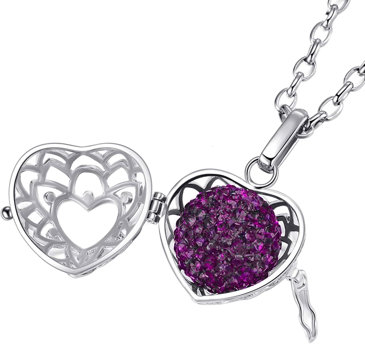 Detalle de Morella Catenina donna in acciaio inox 70 cm con ciondolo a cuore e sfera Ø16 mm – con sacchetto di velluto