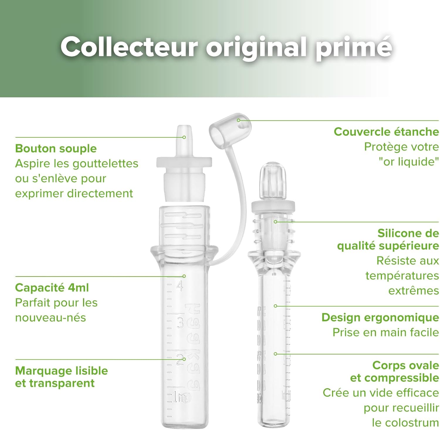 Thumbnail 3 de haakaa Kit collecteur de colostrum avec lingette coton et boîte de rangement – prêt à l’emploi, sans BPA, 4 ml (6 pièces)