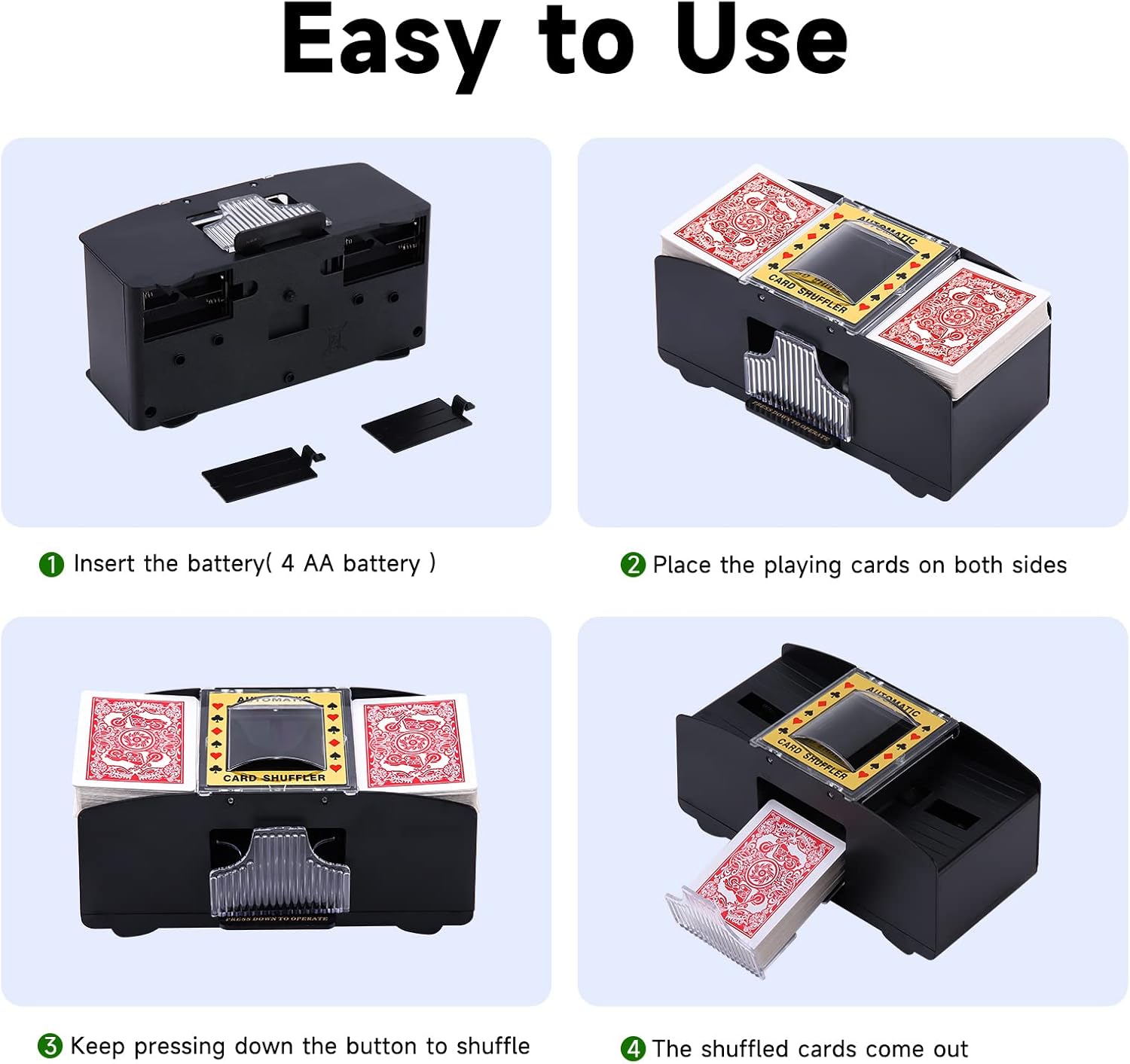 Detalle de Unniweei Automatic Card Shuffler (Battery-Operated Electric Shuffler) for Poker, UNO, Phase 10, Blackjack