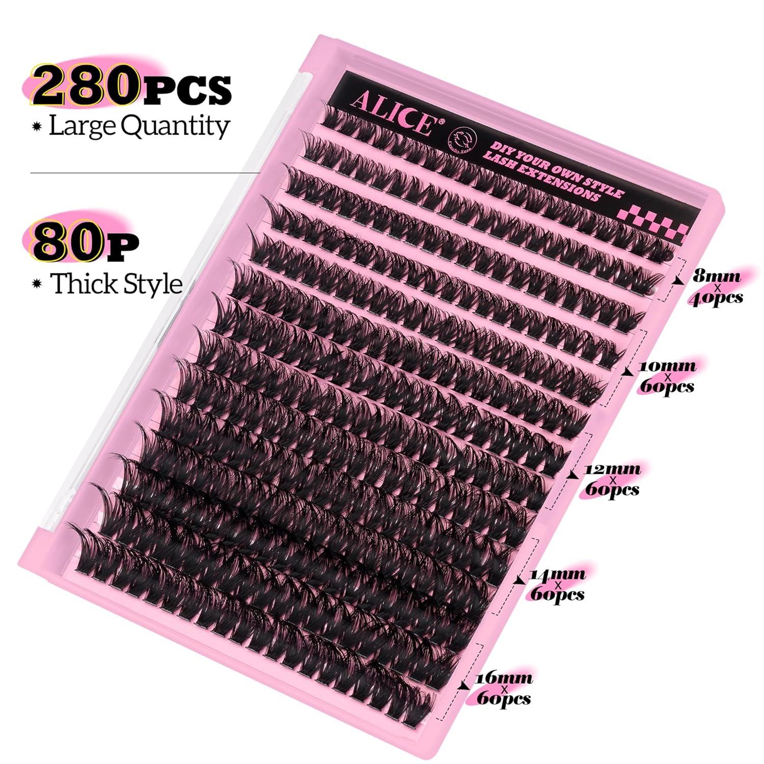 Thumbnail 2 de ALICE 280Pcs Wispy Lash Clusters, D-Curly 8-16mm