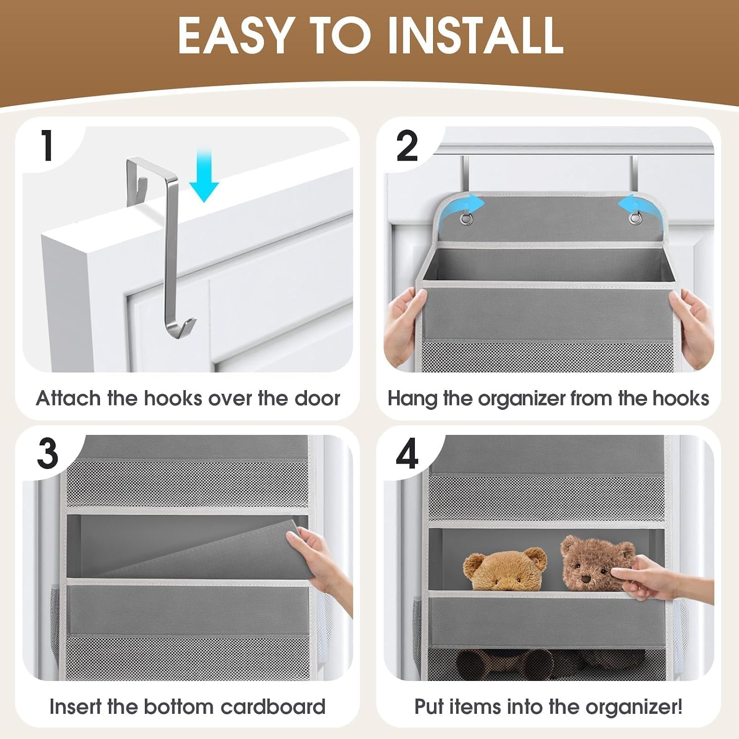 Thumbnail 2 de SpaceHacks Over-the-Door Organizer, 40 lb Capacity, 15 Pockets, Mesh Design