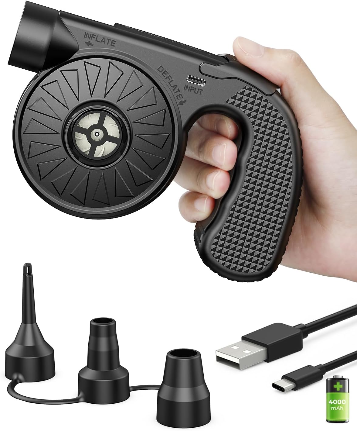 Detalle de Dr.meter Pompa Elettrica 6000mAh: pompa senza fili per materassi e gonfiabili