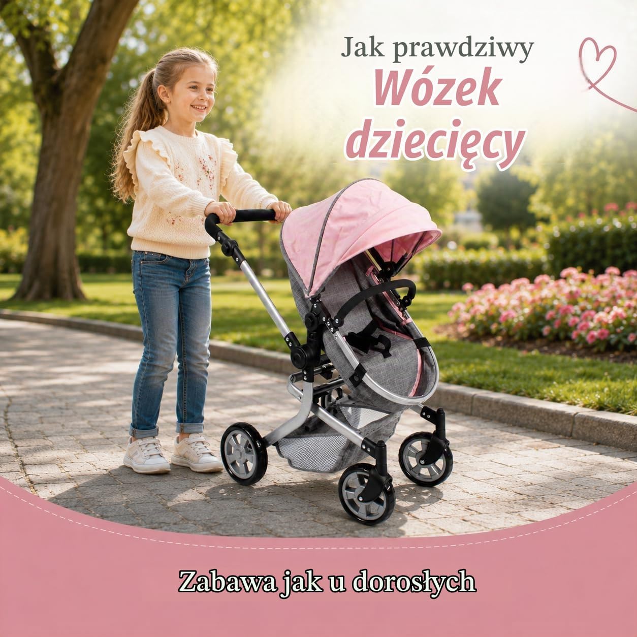 Thumbnail 1 de Bayer Chic 2000 Mika – wózek dla lalek 2 w 1, melanż szaro-różowy