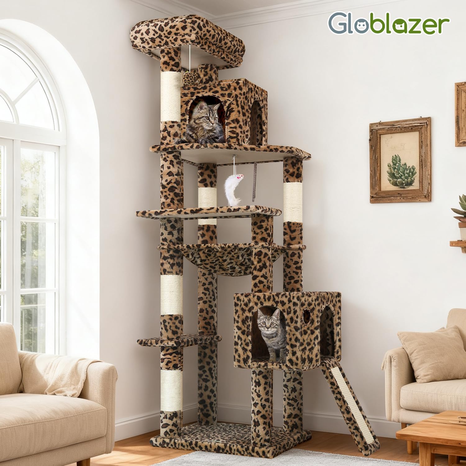Thumbnail 6 de Globlazer Heavy Duty Cat Tree Tower 70inch Pro Leopard Print